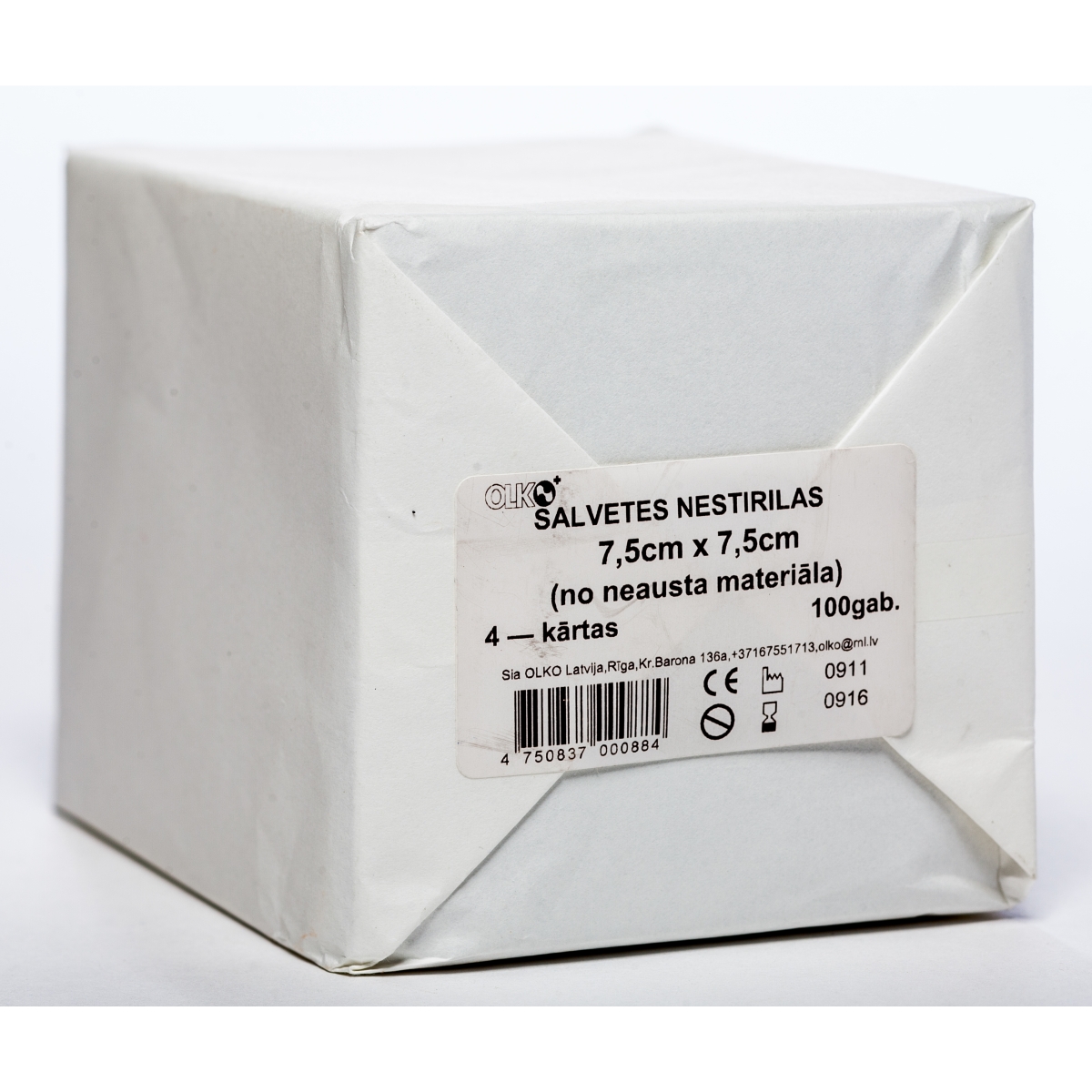 SALVETES NEAUSTAS NESTERILAS 7.5X7.5CM N100 (OLKO) - Produkta attēls