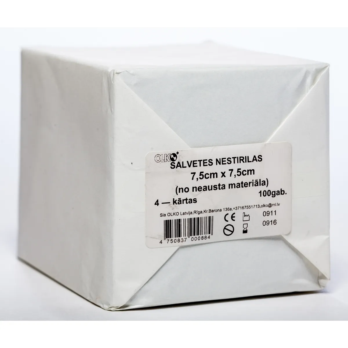 SALVETES NEAUSTAS NESTERILAS 7.5X7.5CM N100 (OLKO) - Produkta attēls