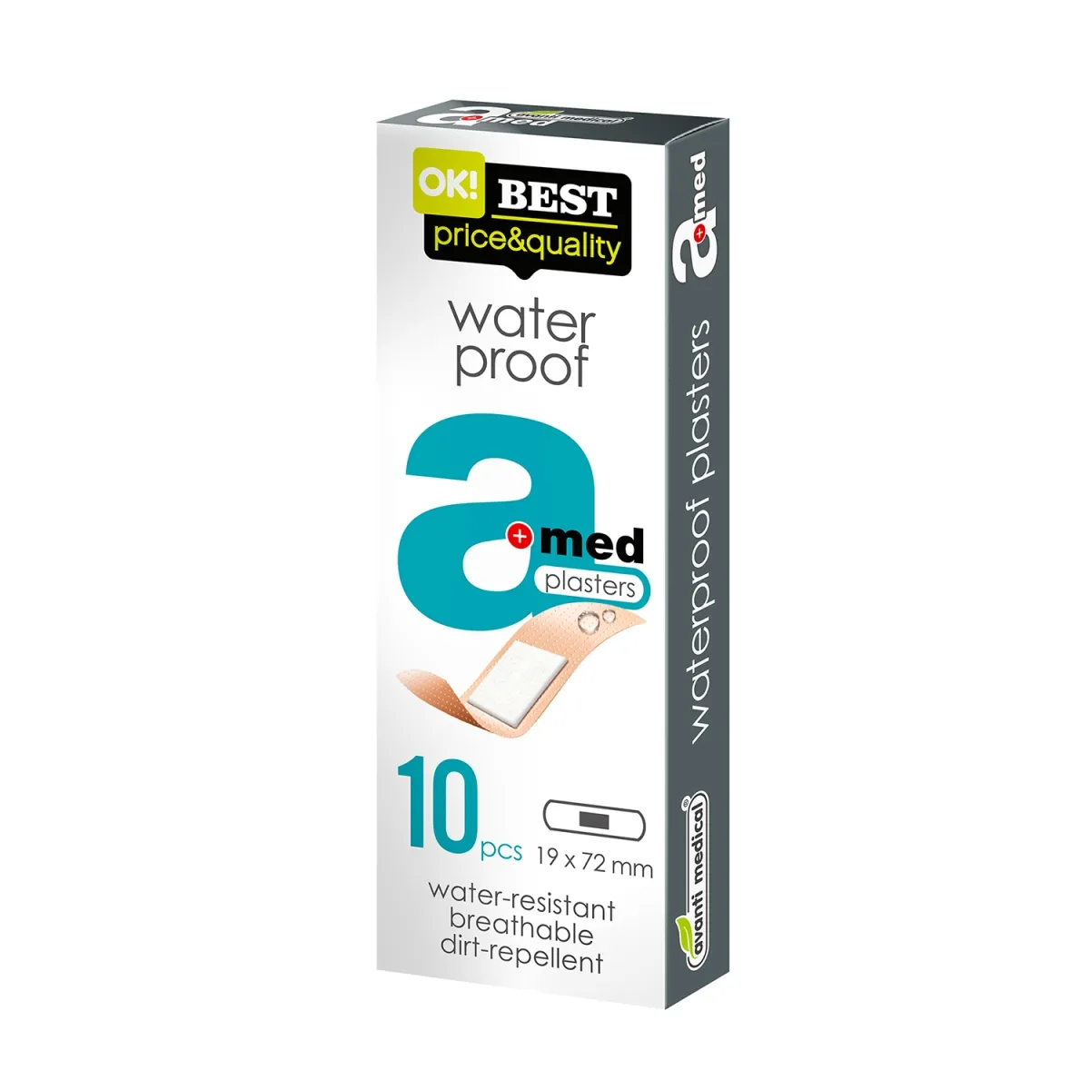 AMED Waterproof plāksteri 19x72 mm, 10 gab. - Produkta attēls