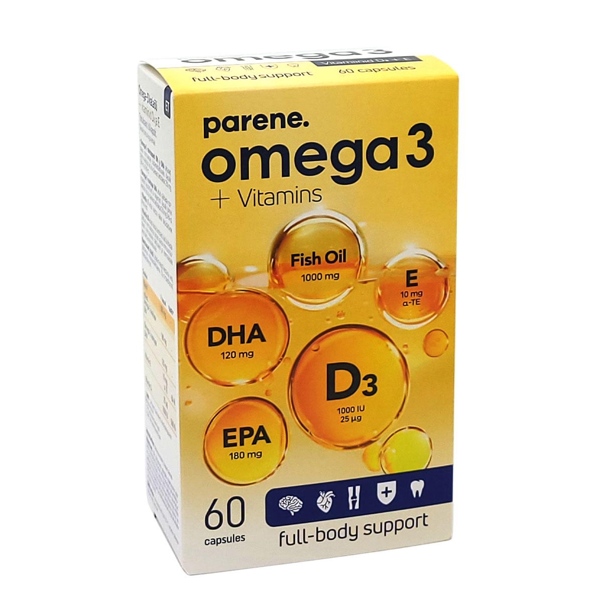 Omega-3 zivju eļļa + vitamīni D3 un E parene. kapsulas N60
