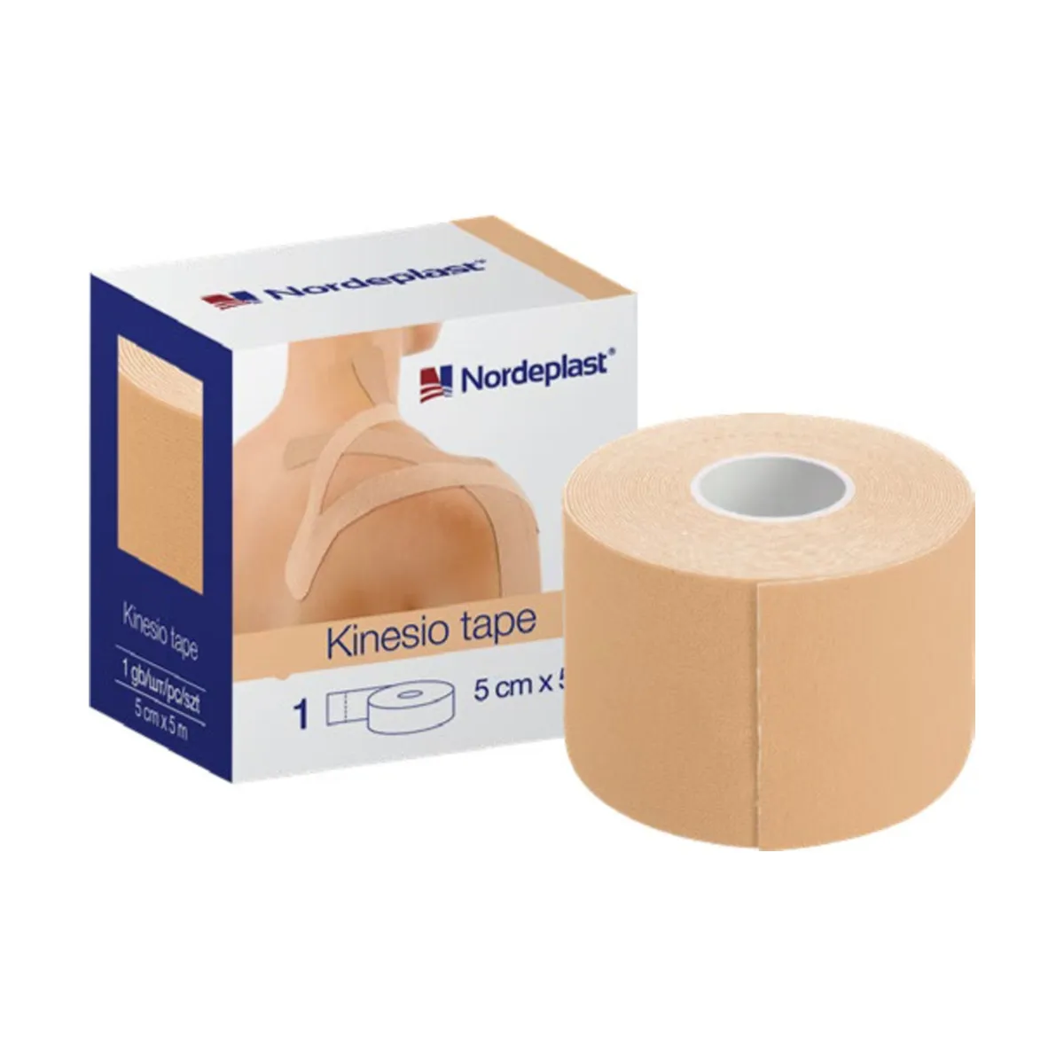 Kinezioloģiskais teips Nordepast 5 cm x 5 m bēšs, 1 gab - Produkta attēls