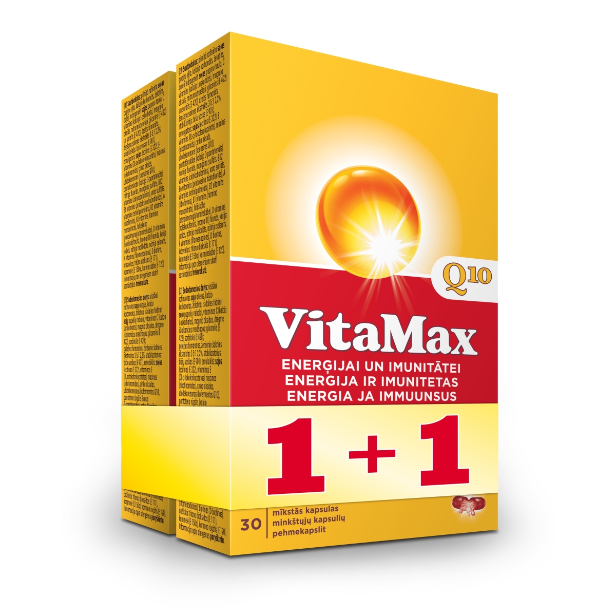 VITAMAX Q10 kapsulas (1 + 1), 30 gab - Produkta attēls