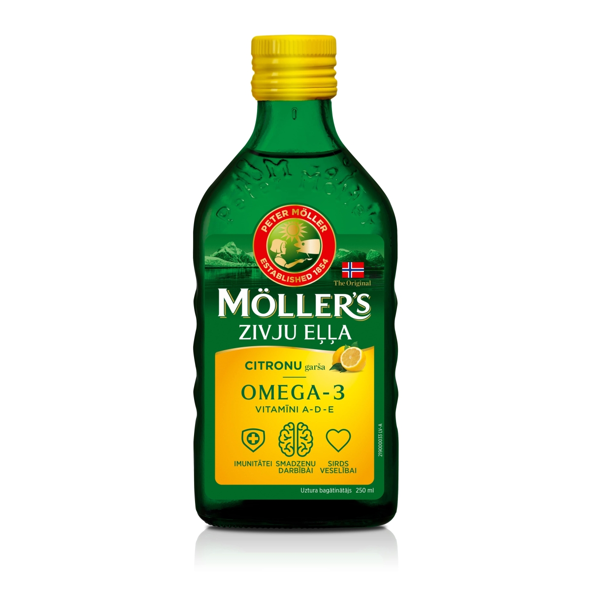 MOLLERS Zivju eļļa ar citronu garšu, 250ml - Produkta attēls