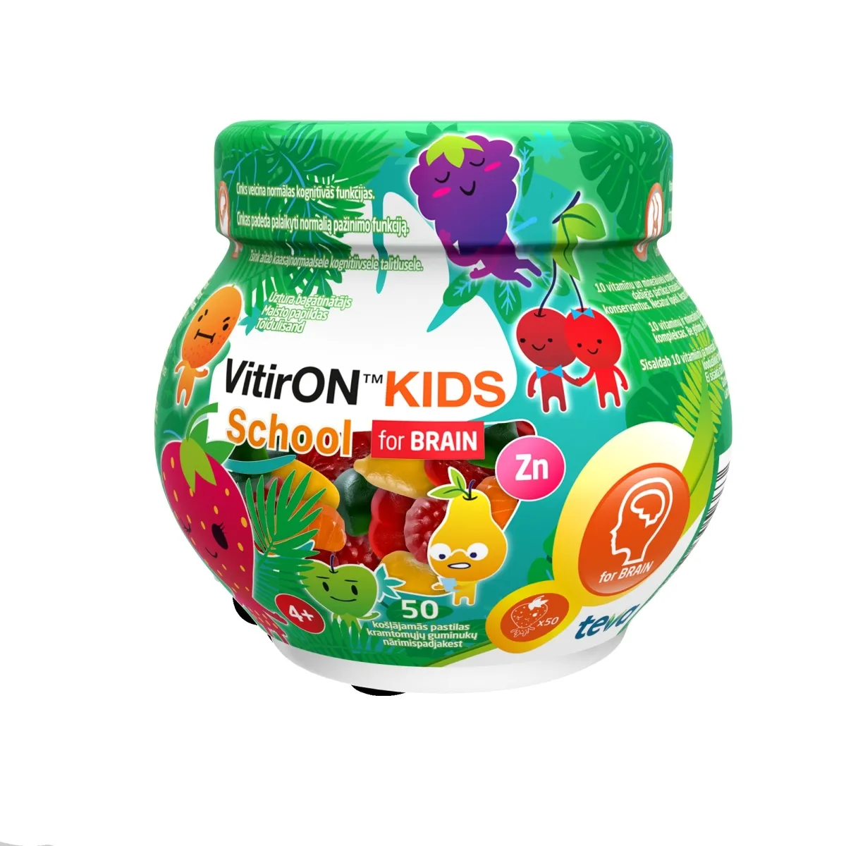VITIRON™ Kids School smadzeņu darbībai pastilas, 50 gab. - Produkta attēls
