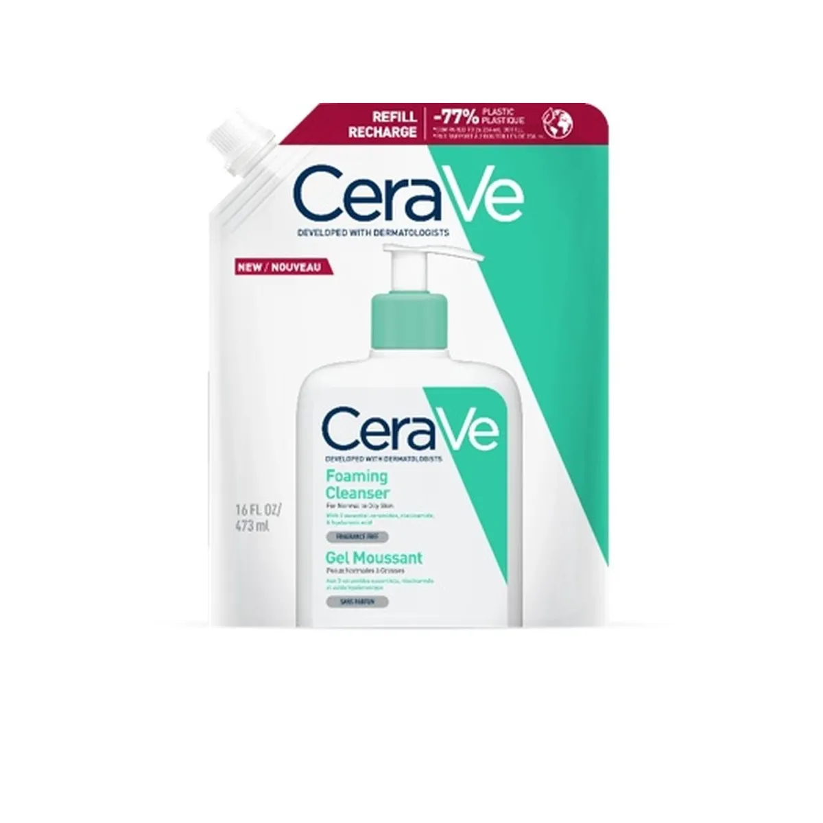 CERAVE attīrošs gels normālai, jauktai un taukainai ādai (uzp.iep.), 473 ml - Produkta attēls