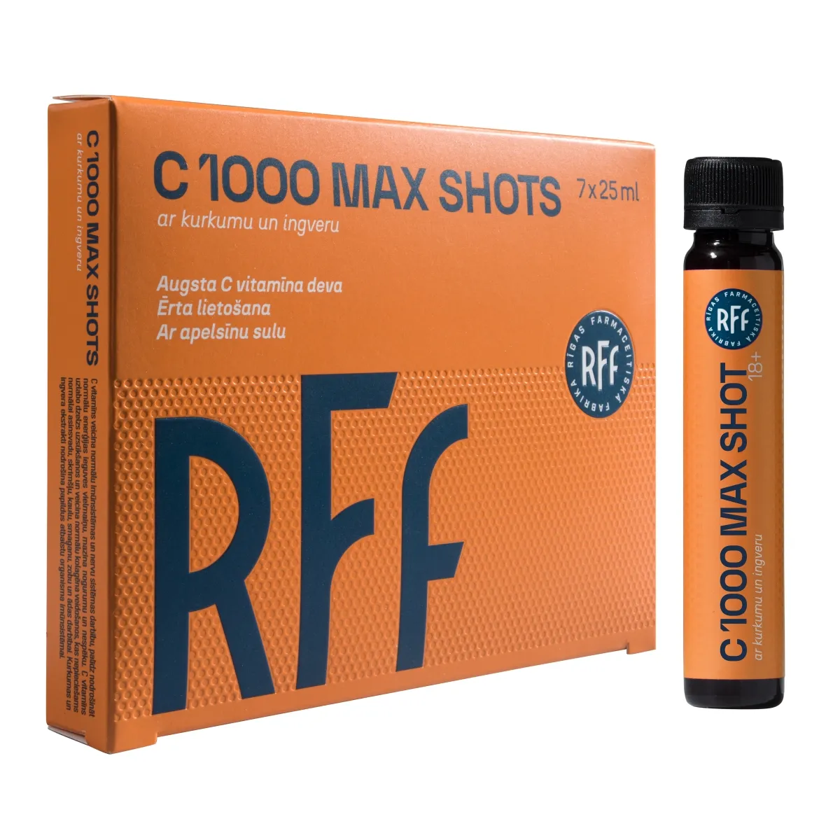 RFF C 1000 Max Shots ar kurkumu un ingveru, 25 ml x 7 gab. - Produkta attēls