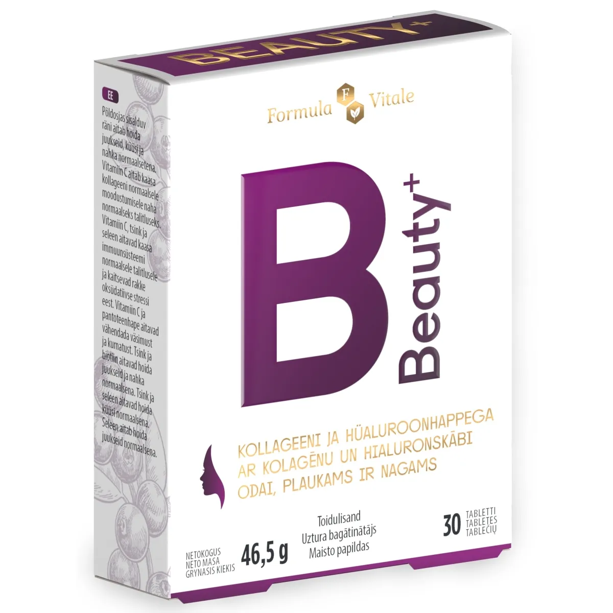 FORMULA VITALE Beauty+ ar kolagēnu tabletes, 30 gab. - Produkta attēls