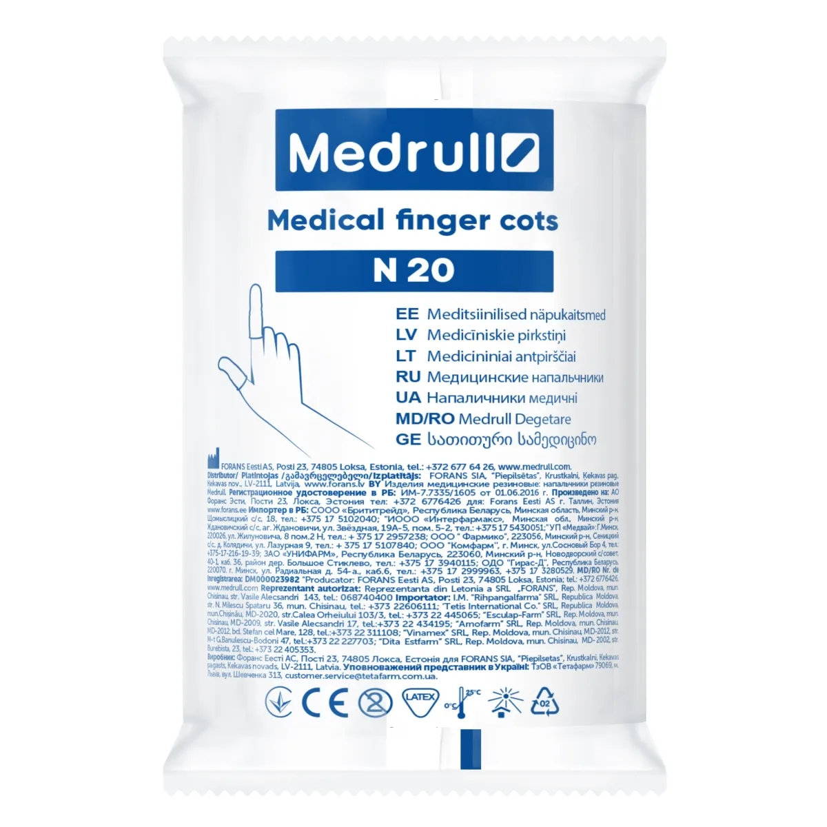 MEDRULL Pirkstiņi gumijas, 20 gab - Produkta attēls