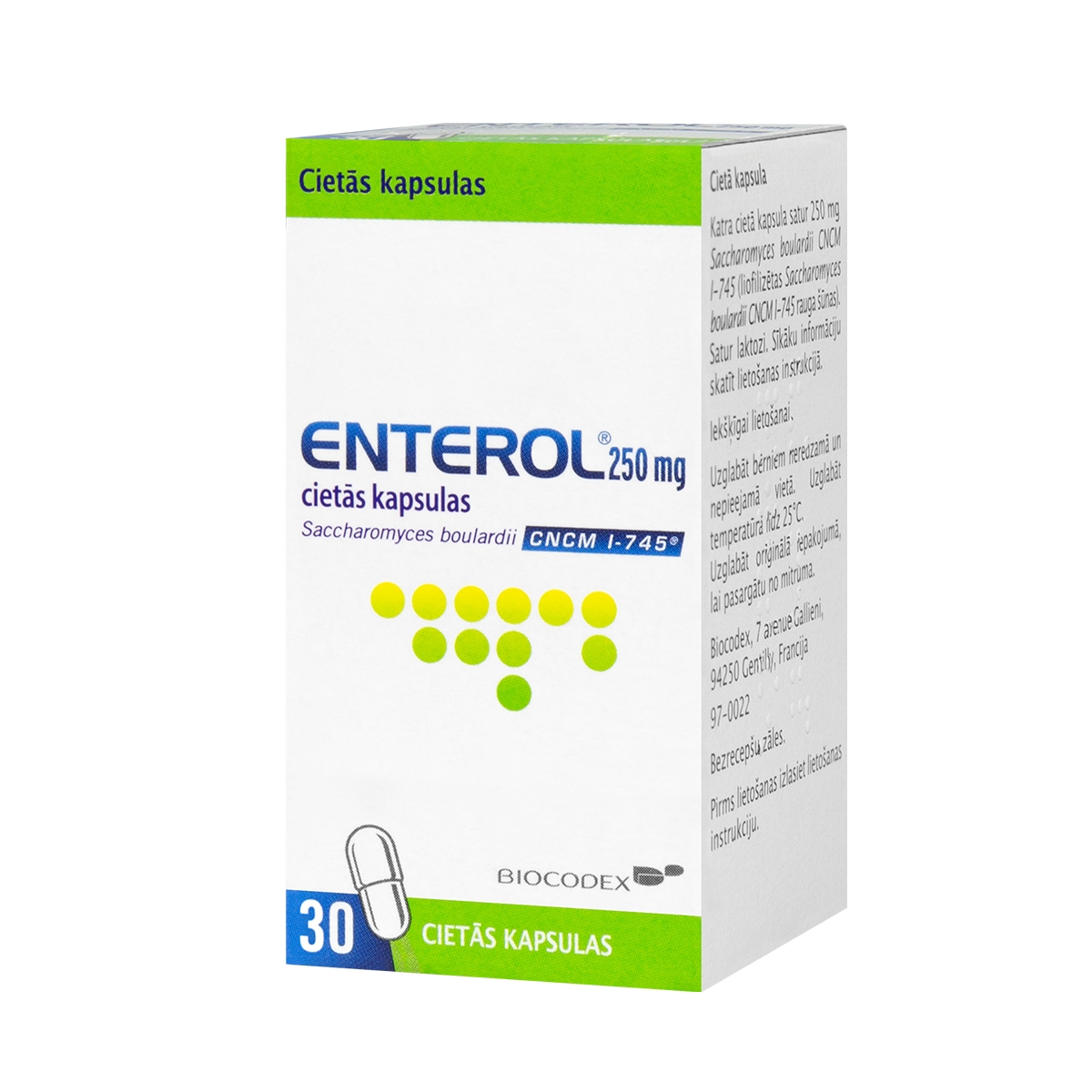 ENTEROL 250mg kapsulas, 30 gab. - Produkta attēls