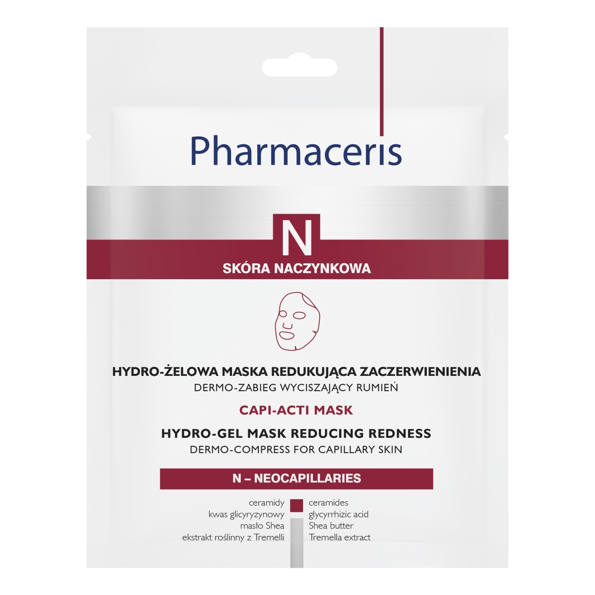 PHARMACERIS N CAPI-ACTI apsārtumu mazinoša hidrogēla maska - Produkta attēls