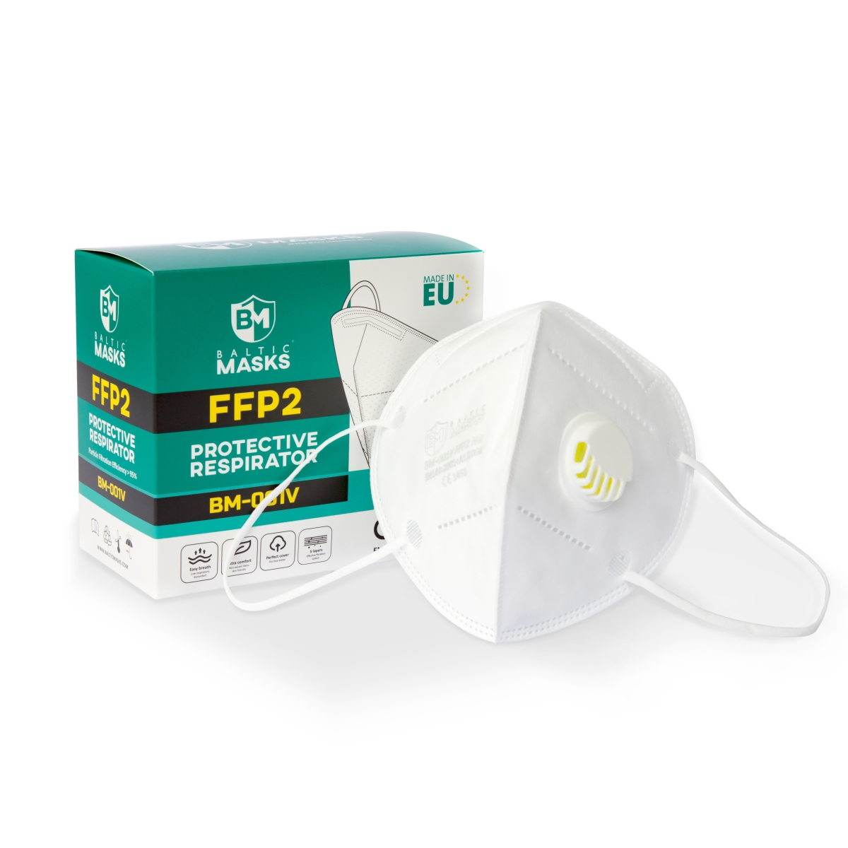 RESPIRATORS BALTIC MASKS BM 001V FFP2  AR VĀRSTU N10 - Produkta attēls