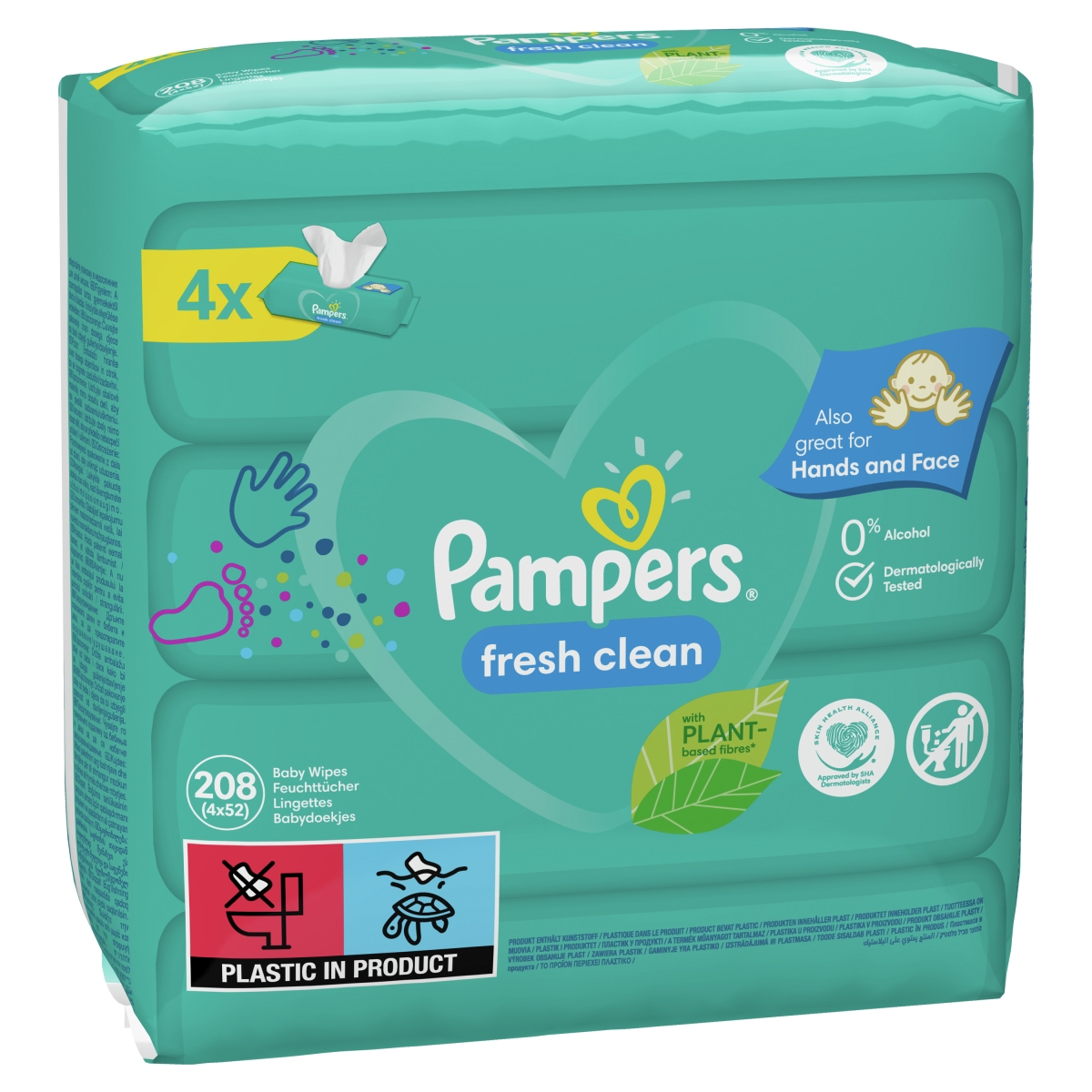 PAMPERS Baby Fresh mitrās salvetes, 52 gab x 4 - Produkta attēls