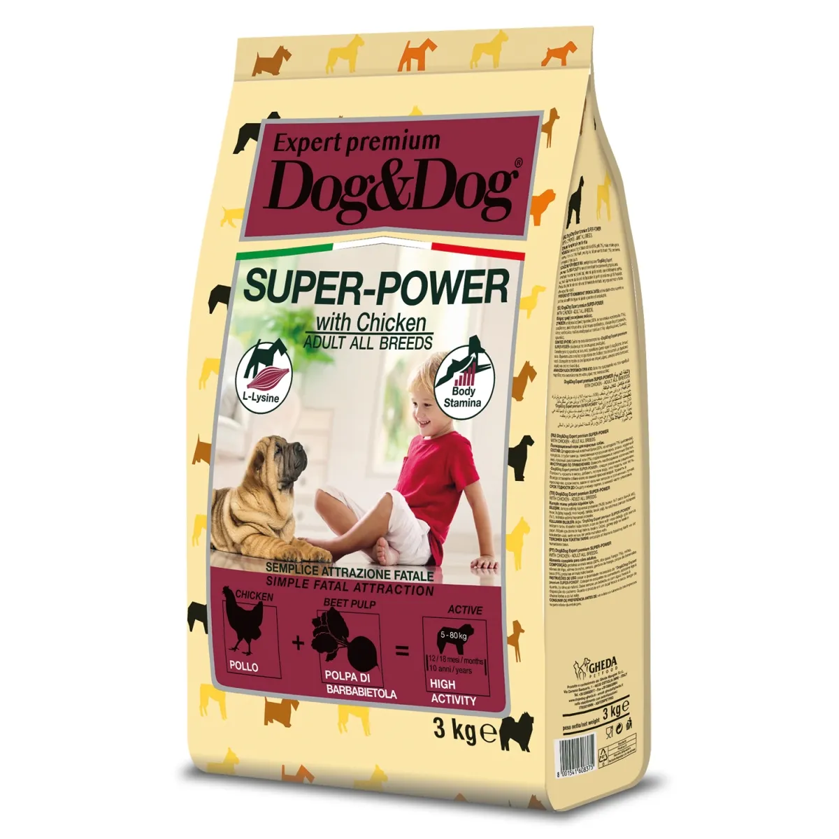 Gheda Dog&Dog Super-Power suņu sausā barība ar vistu, 3kg - Produkta attēls
