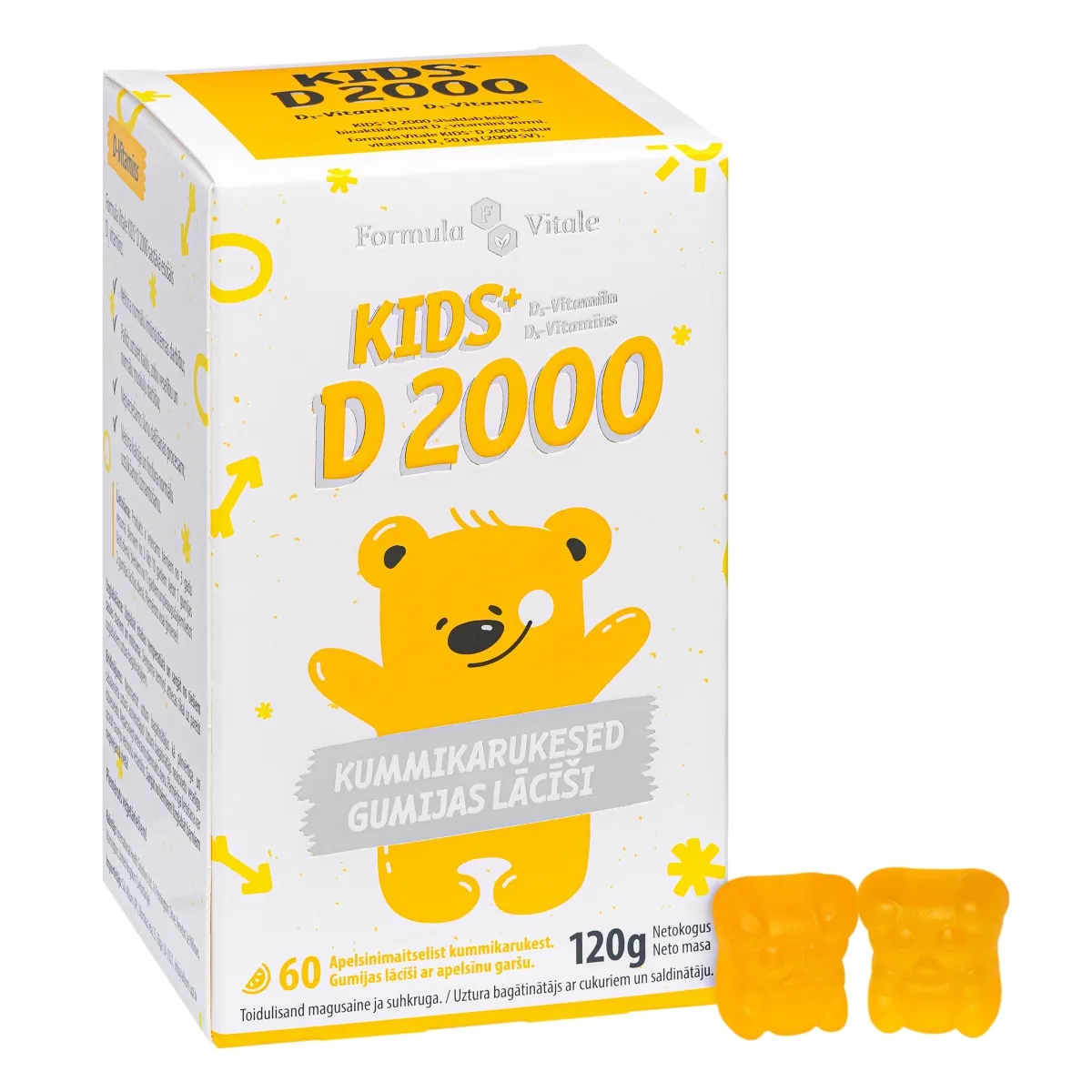 FORMULA VITALE Kids+ D vitamīna (2000) lācīšu pastilas, 60 gab. - Produkta attēls