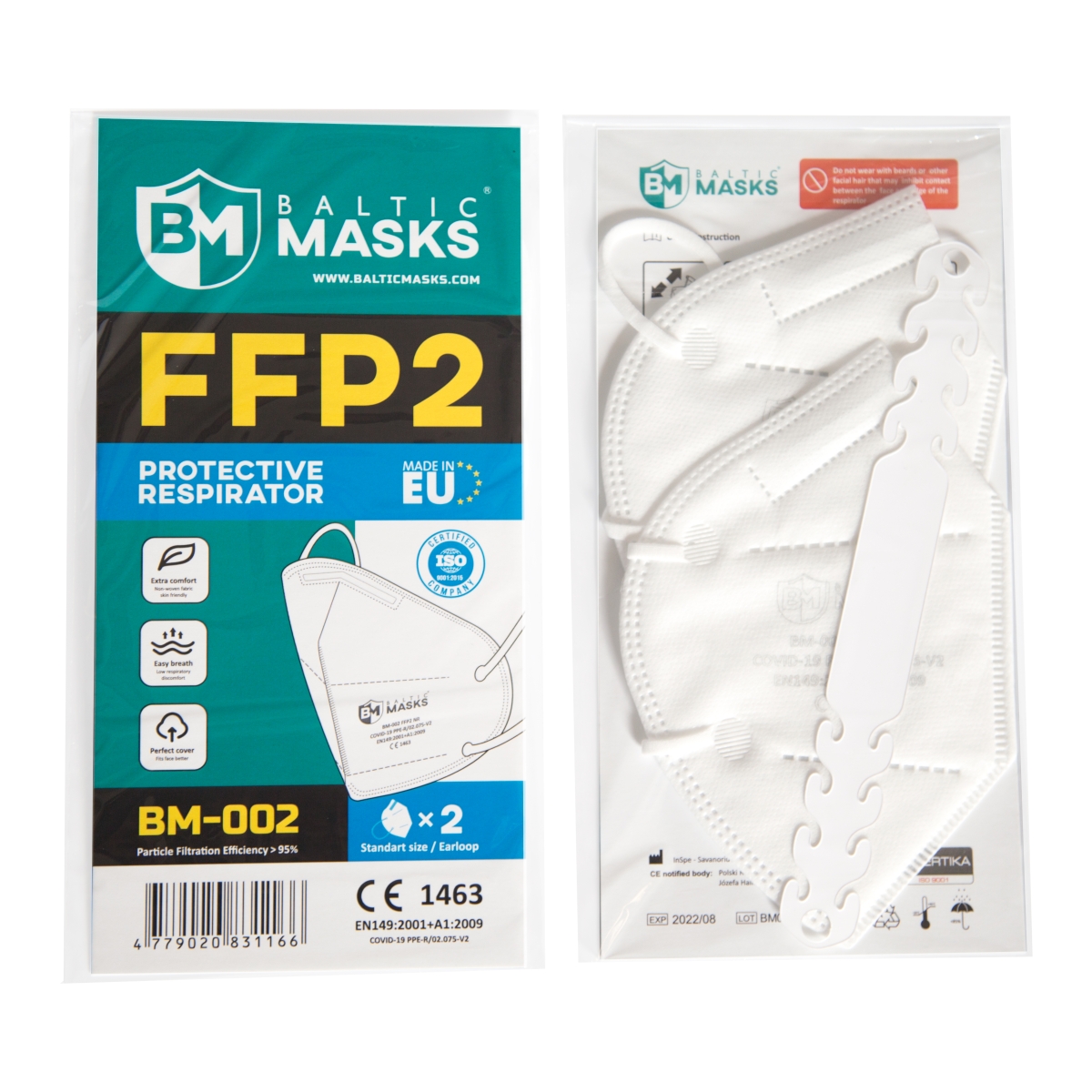 RESPIRATORS BALTIC MASKS BM 002 FFP2 BALTI N2 - Produkta attēls