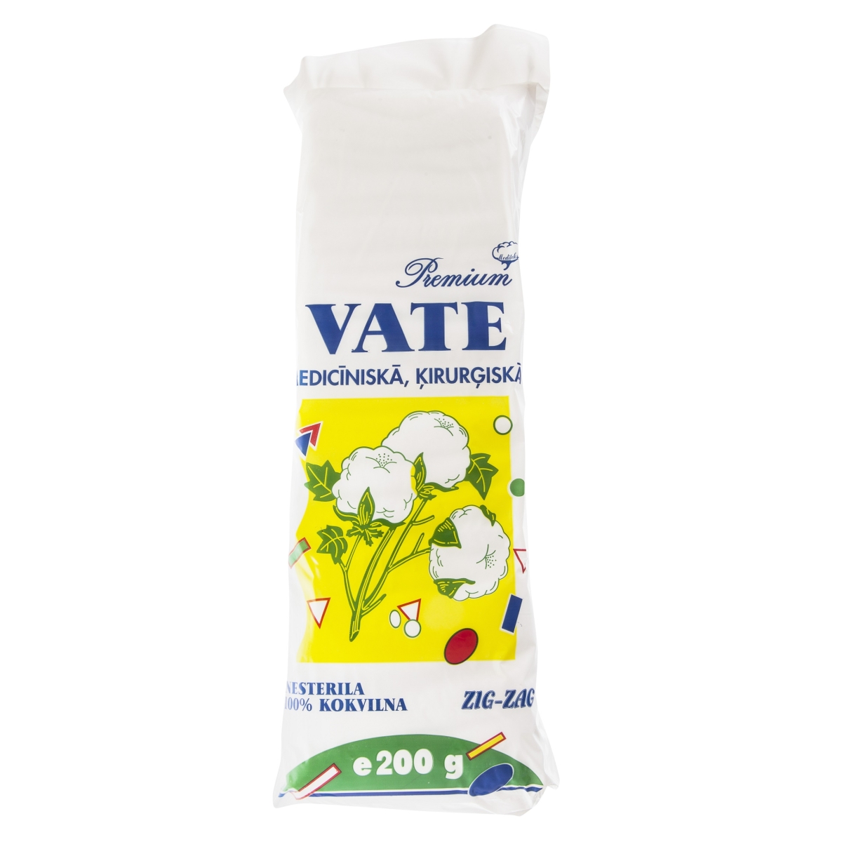 VATE MEDICĪNISKĀ ZIG-ZAG PREMIUM (HIGROSKOPISKA) 200G - Produkta attēls
