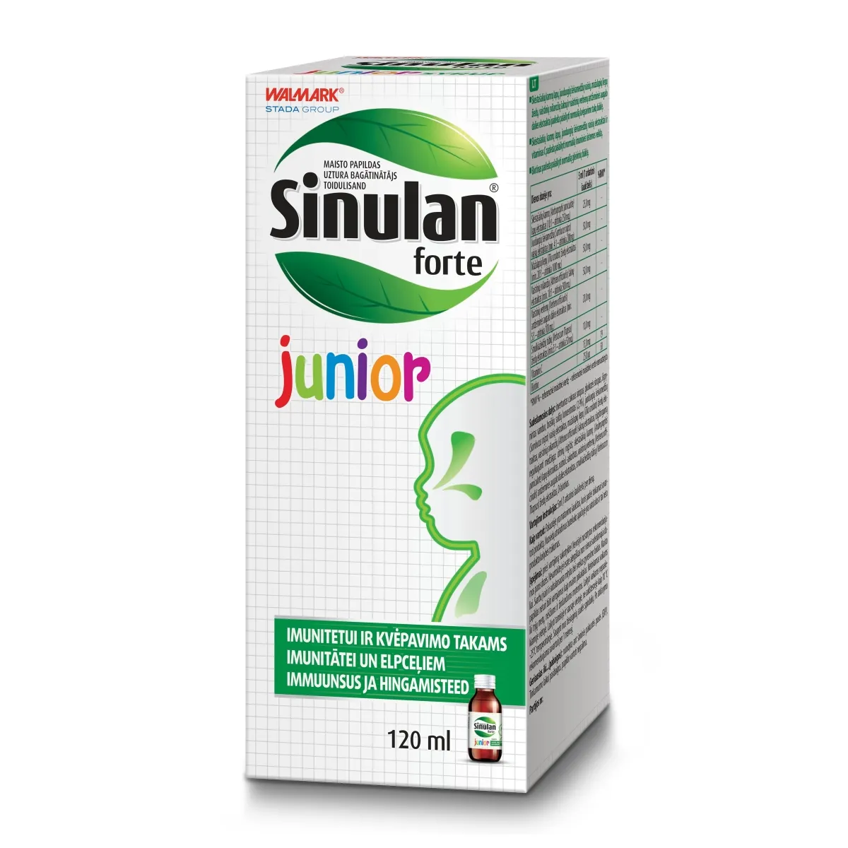 SINULAN Forte Junior sīrups, 120 ml - Produkta attēls