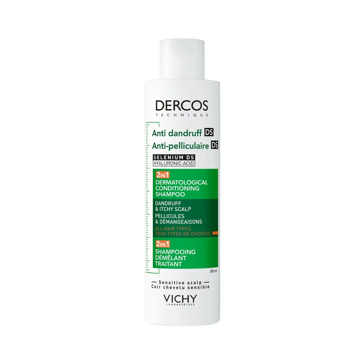VICHY DERCOS DS pretblaugznu šampūns un balzams, 200 ml - Produkta attēls
