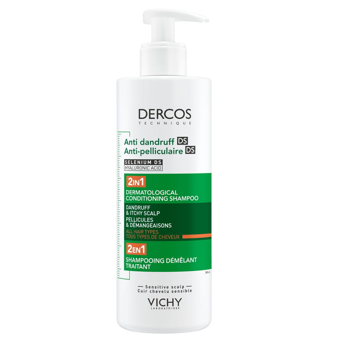 VICHY DERCOS DS pretblaugznu šampūns un balzams, 390 ml - Produkta attēls