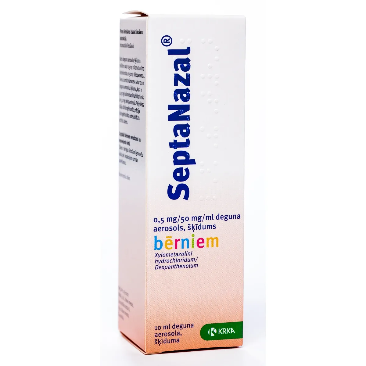 SEPTANAZAL 0.5 mg/ 50 mg/ ml deguna aerosols (bērniem), 10 ml - Produkta attēls