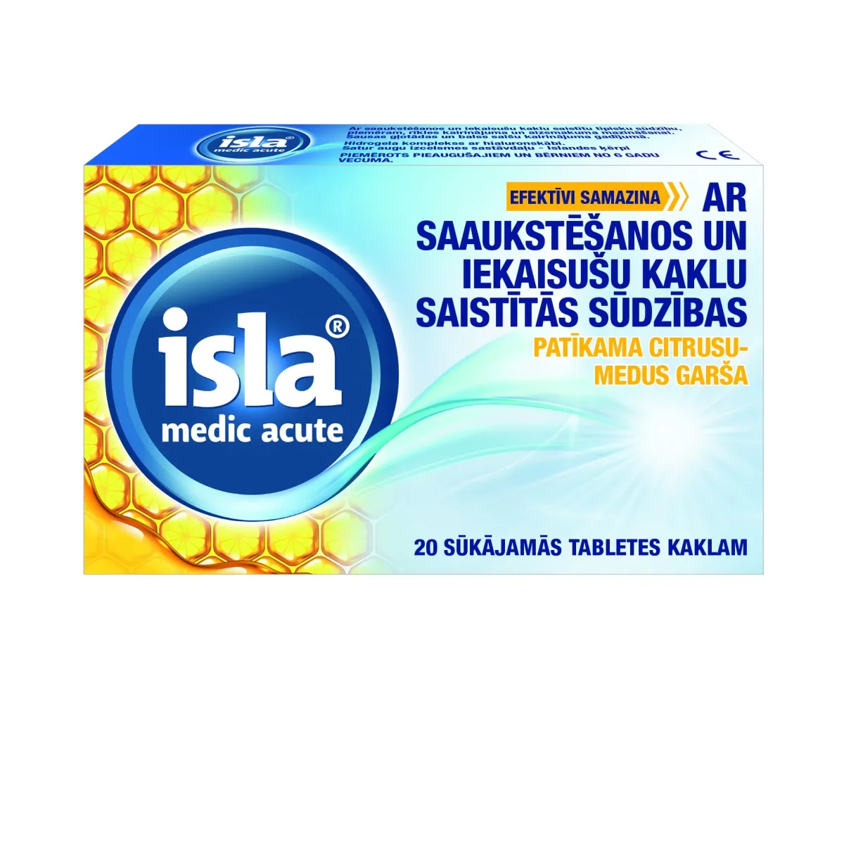 ISLA Medic Acut pastilas ar citrusu-medus garšu, 20 gab. - Produkta attēls