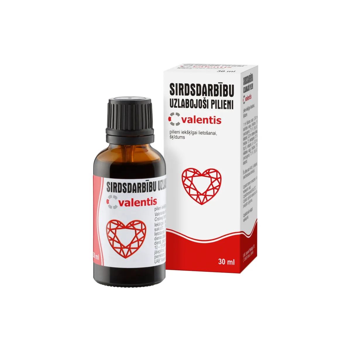 SIRDS DARBĪBU UZLABOJOŠIE PILIENI 30ML (VALENTIS) - Produkta attēls