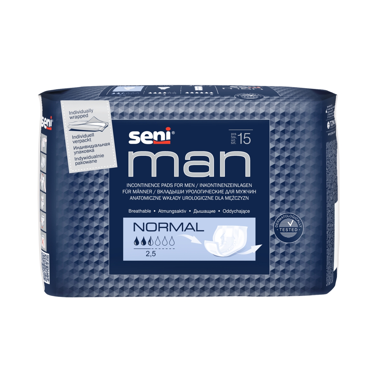 SENI MAN Normal uroloģiskie ieliktņi vīriešiem, 15 gab. - Produkta attēls