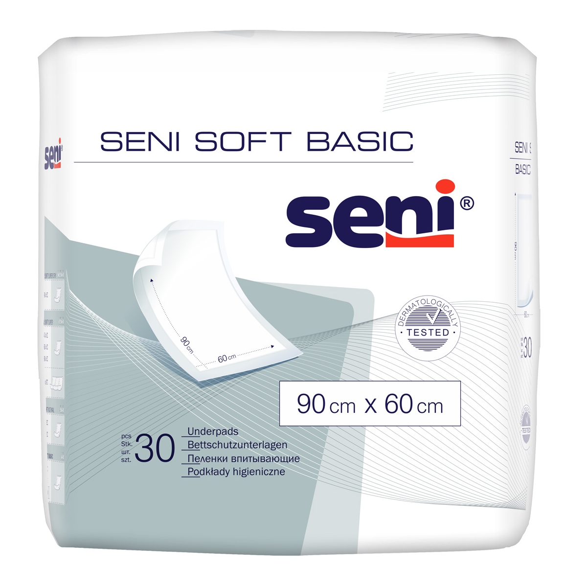 SENI SOFT BASIC absorbējošie paladziņi, 90x60 cm, 30 gab. - Produkta attēls