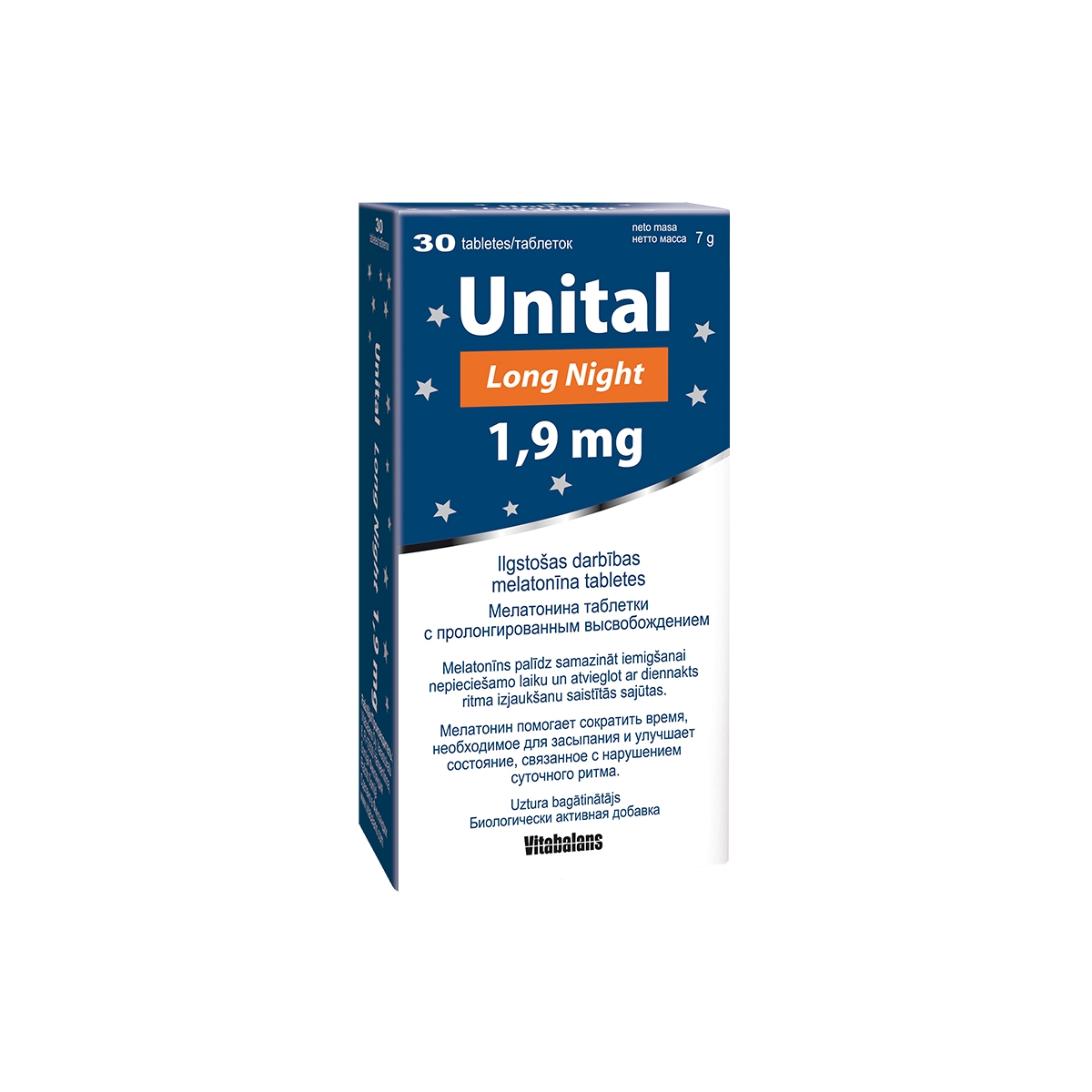 Unital Long Night 1,9 mg tabletes, 30 gab - Produkta attēls