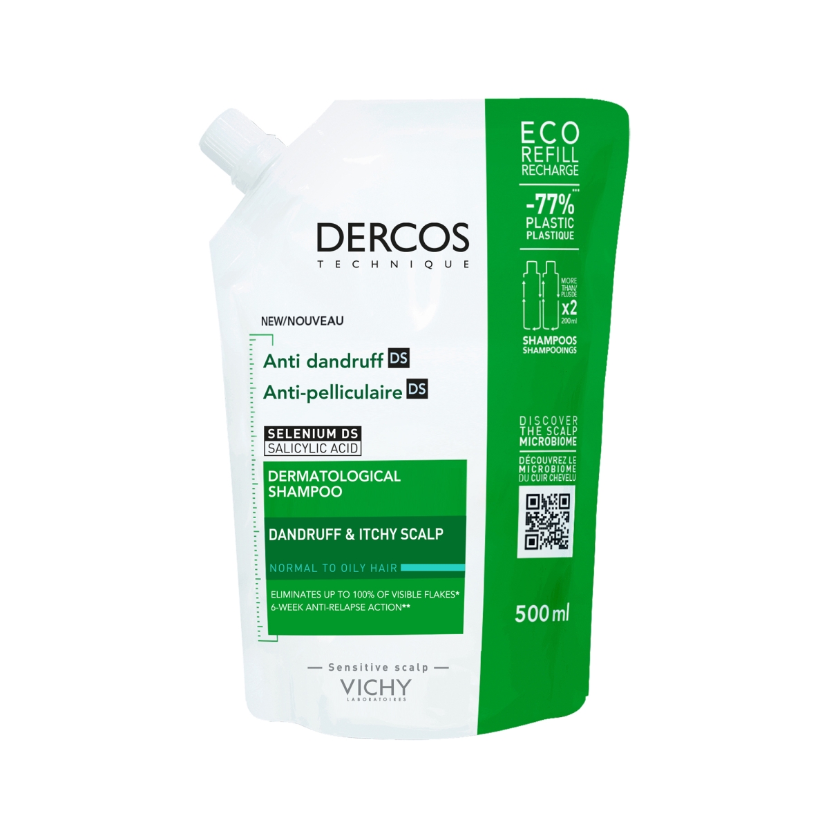 VICHY DERCOS DS Pretblaugznu šampūns normāliem un taukainiem matiem at - Produkta attēls