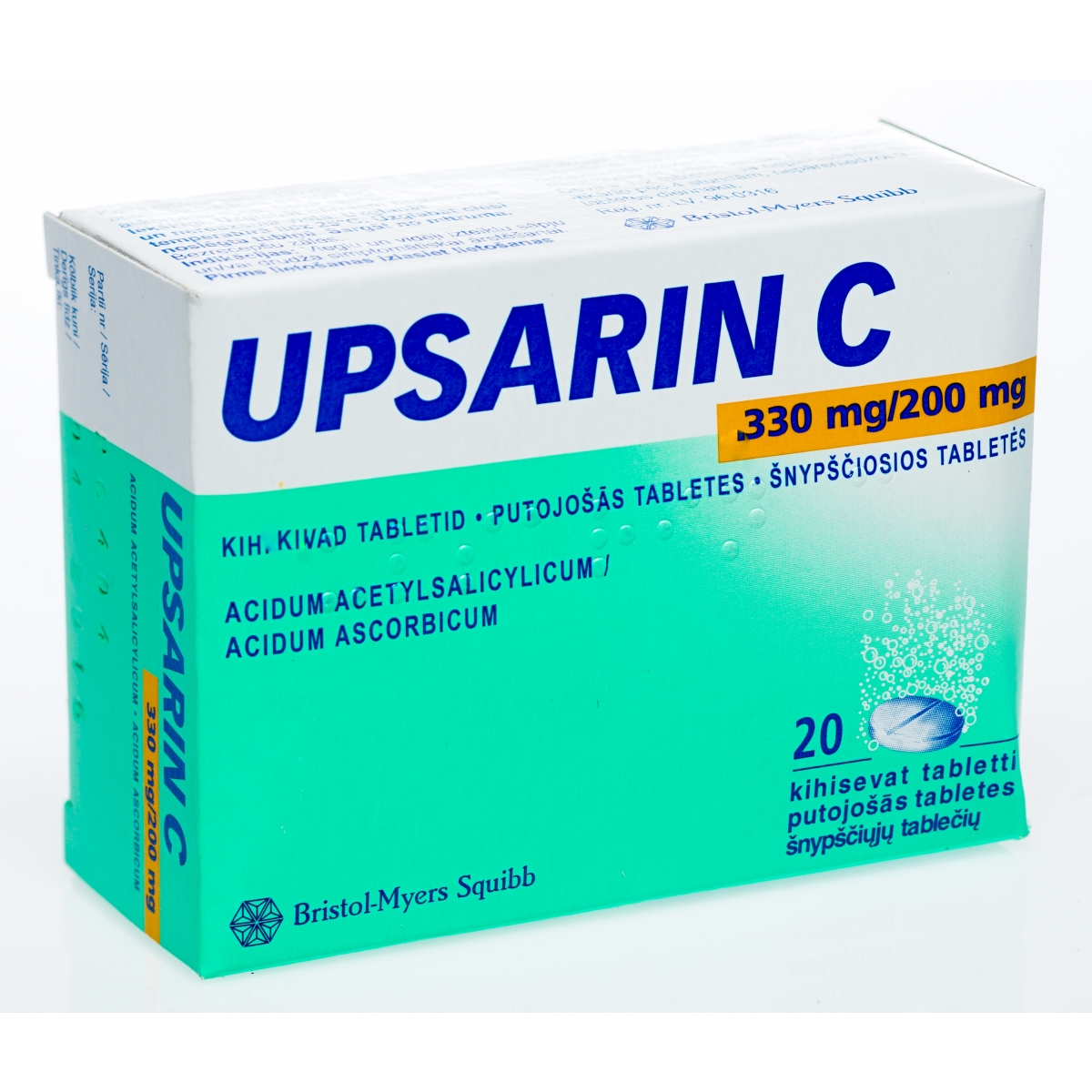UPSARIN C 330MG/200MG PUTOJOŠĀS TABLETES N20 - Produkta attēls