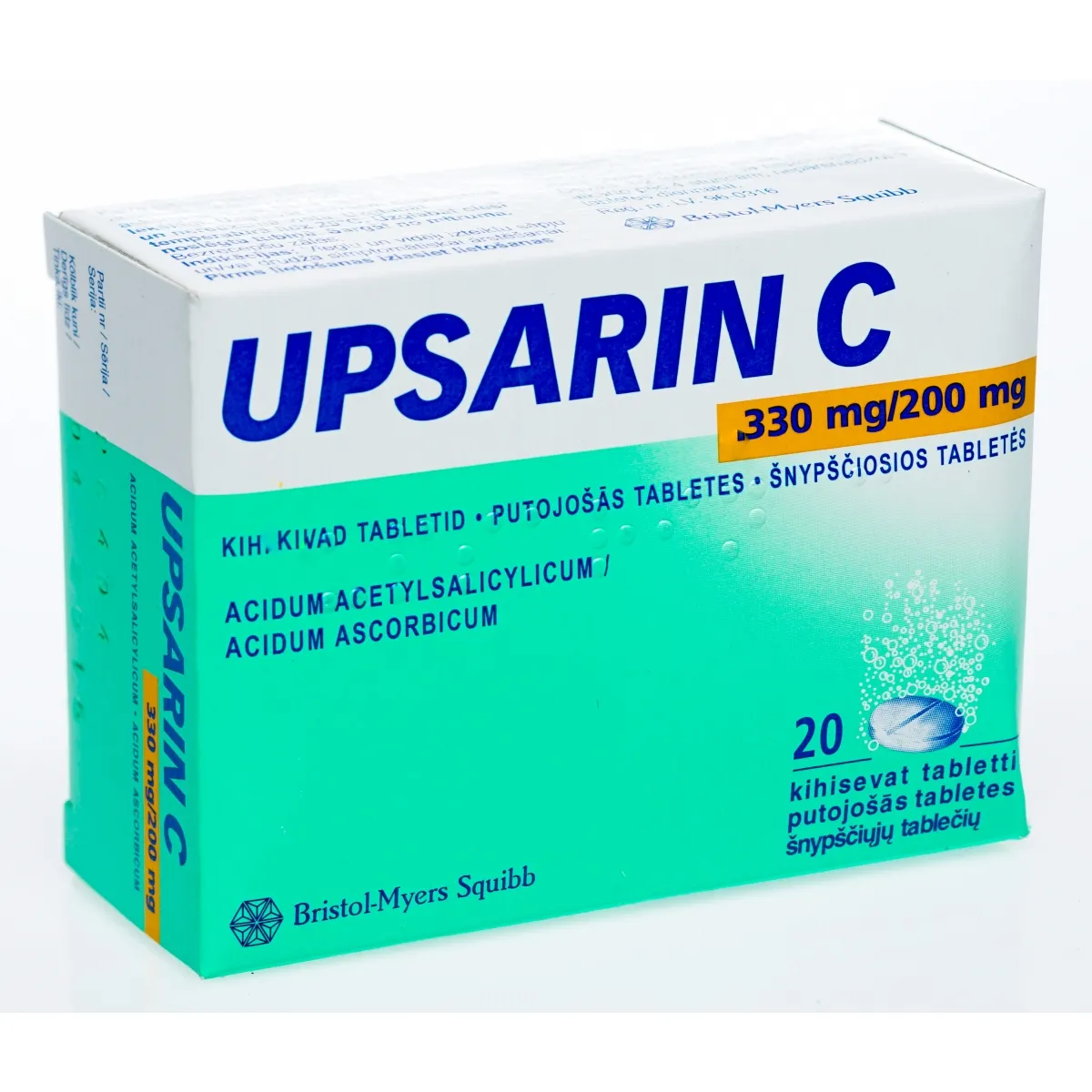 UPSARIN C 330 mg / 200 mg putojošās tabletes, 20 gab. - Produkta attēls