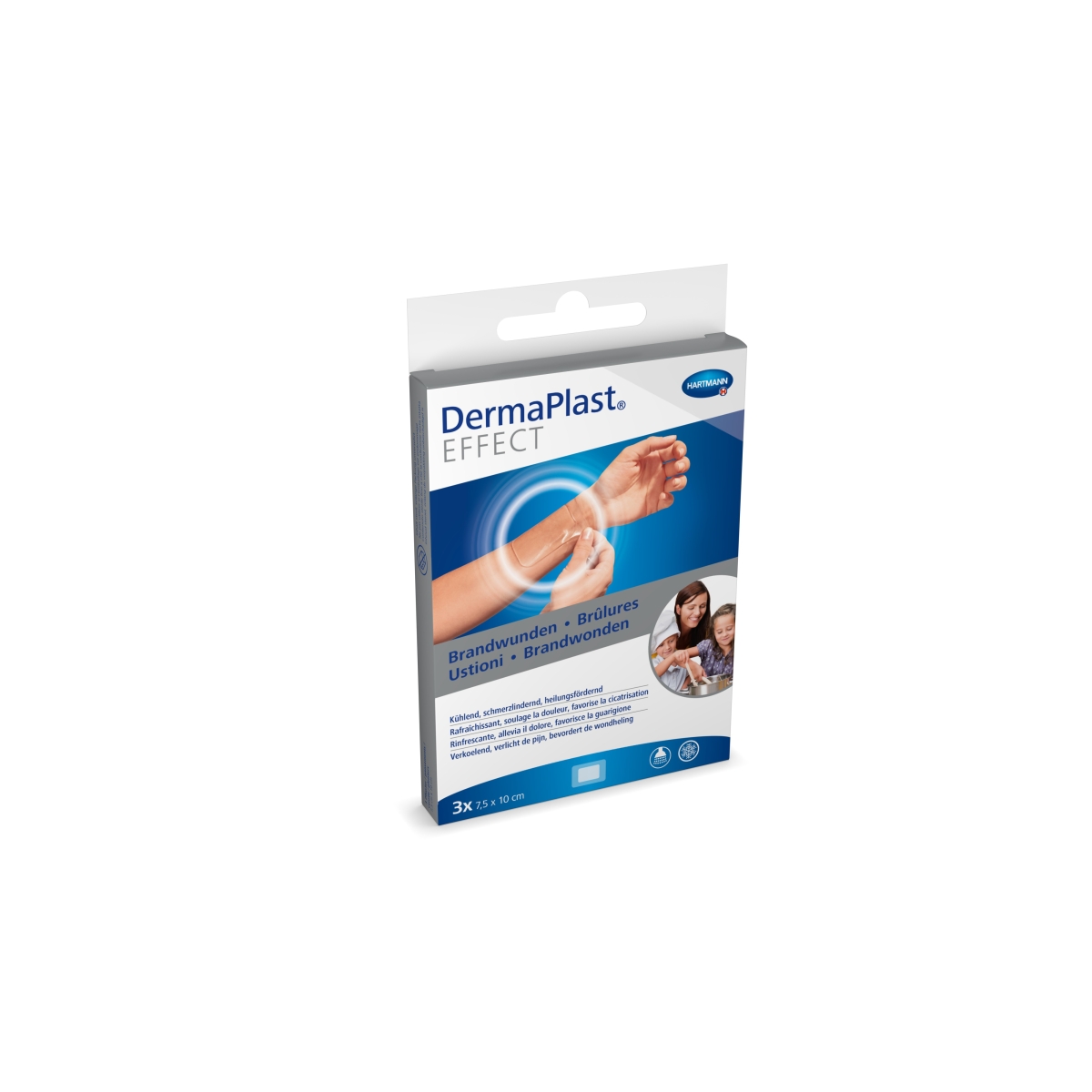 DERMAPLAST Effect plāksteri apdegumiem (75 x 100 mm), 3 gab - Produkta attēls
