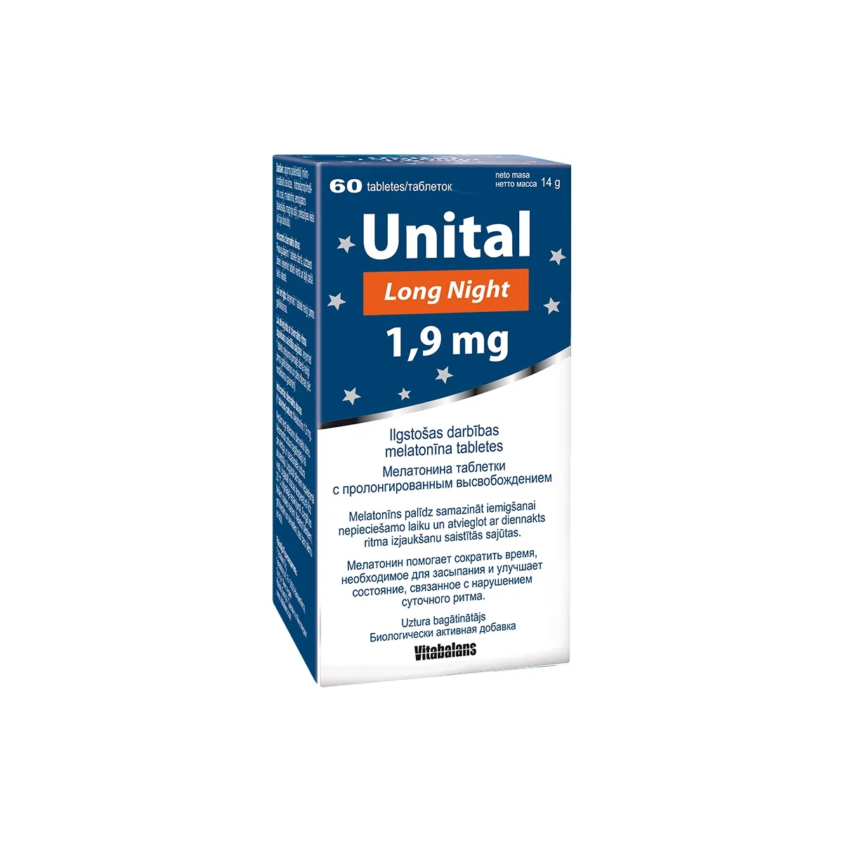 Unital Long Night 1,9 mg tabletes, 60 gab - Produkta attēls