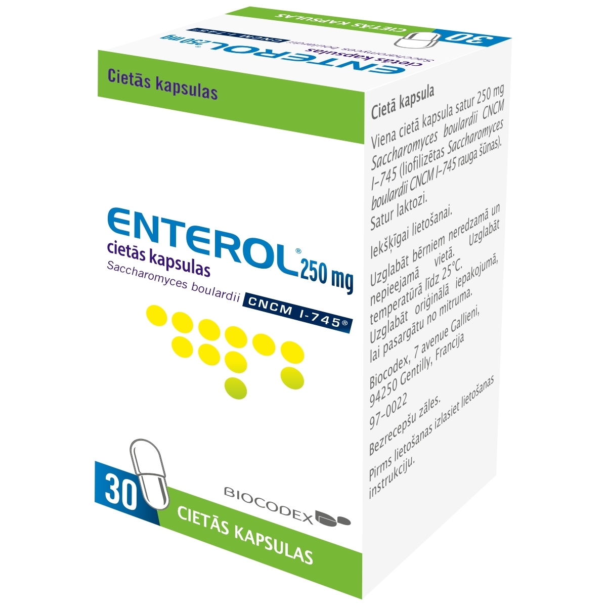 ENTEROL 250mg kapsulas, 30 gab. - Produkta attēls