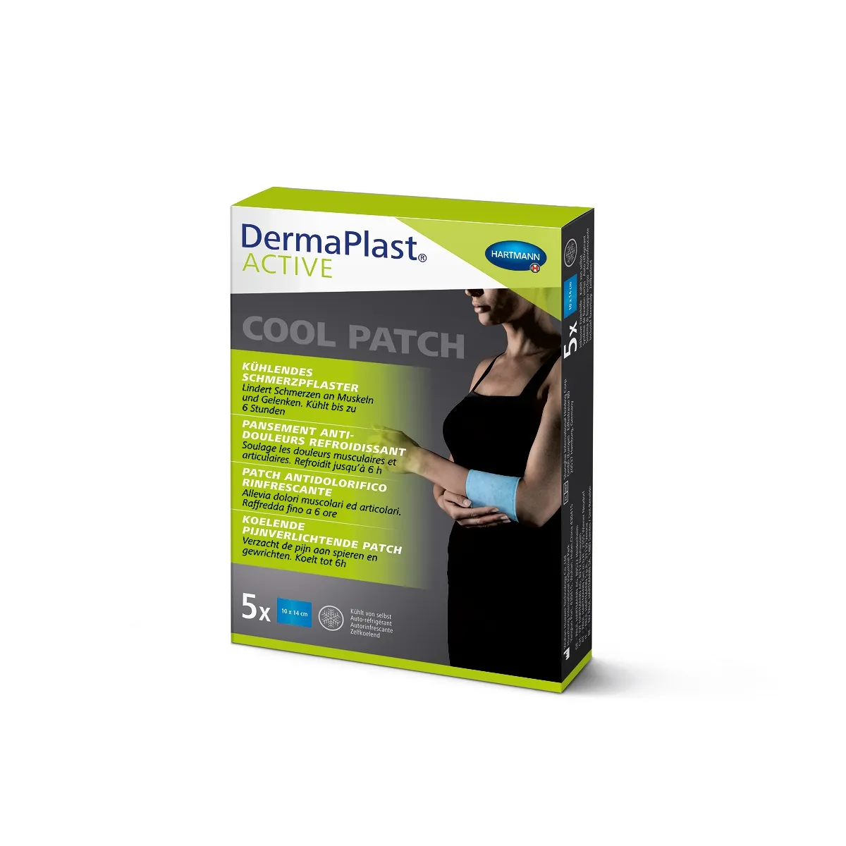 DERMAPLAST Active Cool plāksteri, 10 x 14 cm, 5 gab. - Produkta attēls