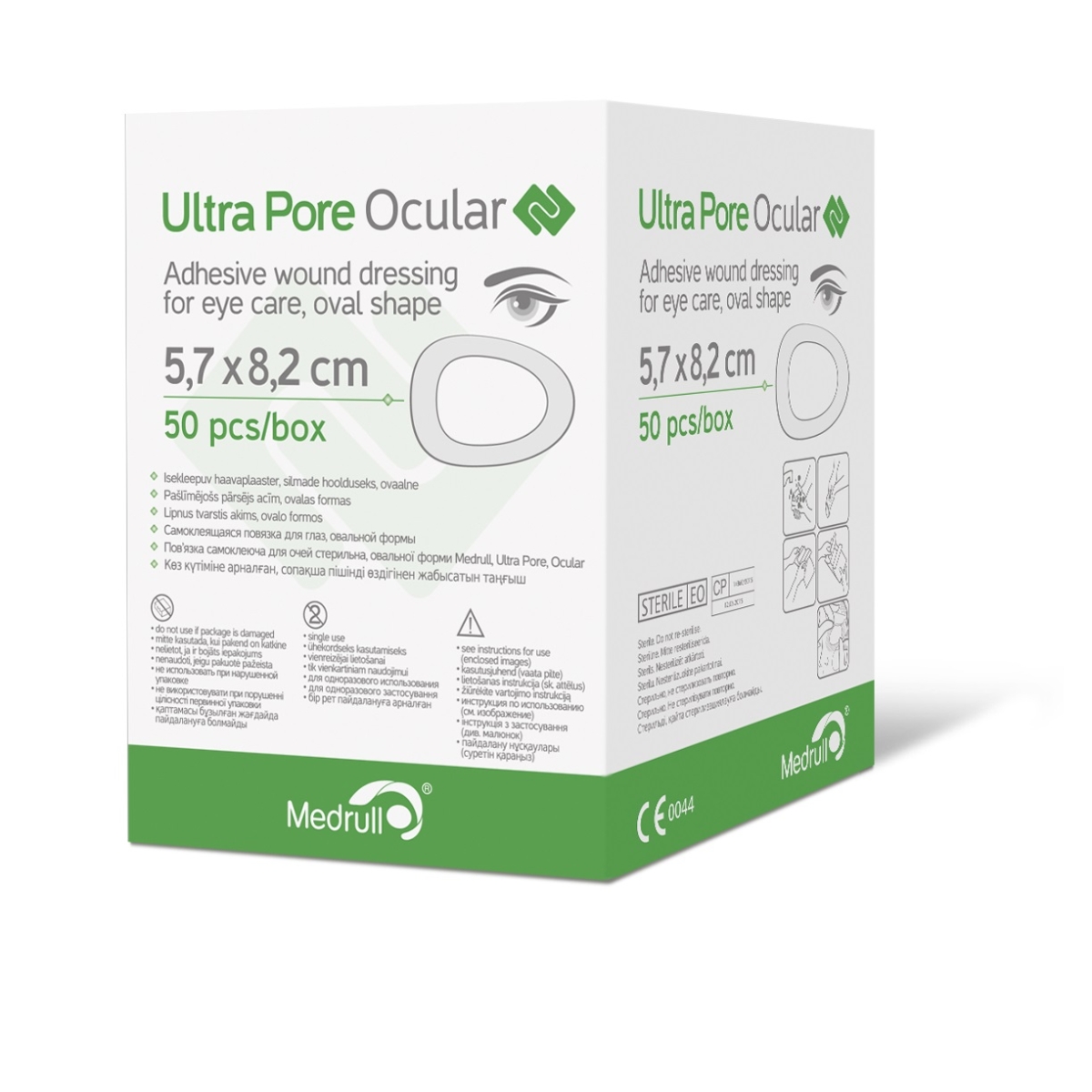 Medrull Ultra Pore Pašlīmējošs pārsējs  acīm, ovalas formas sterils 5,7 x 8,2 cm №50