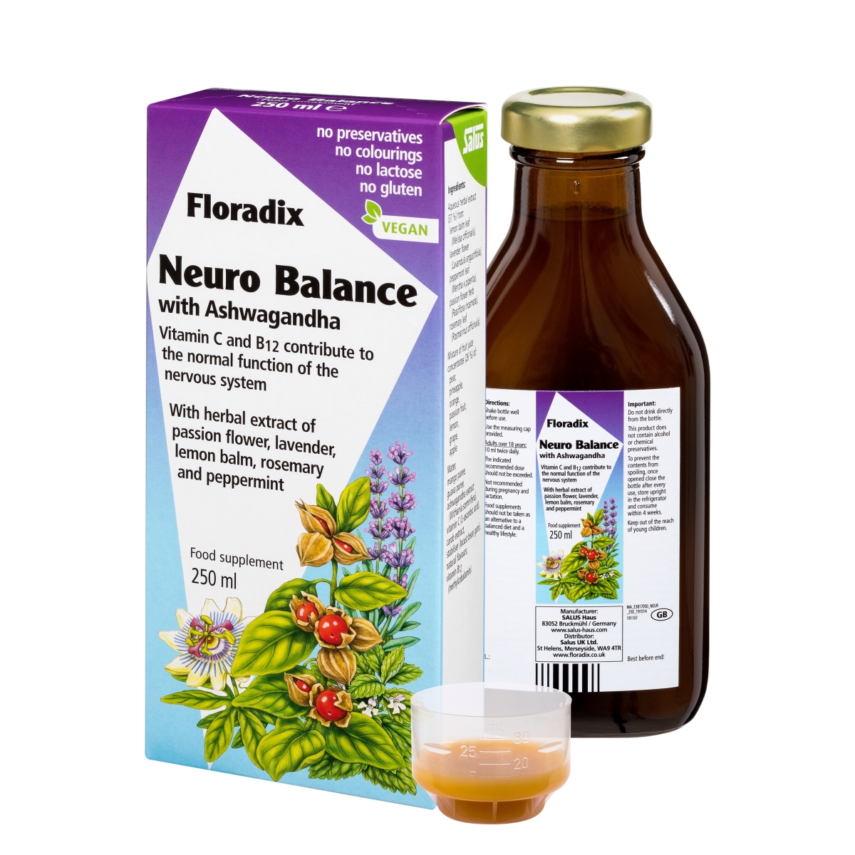 Floradix Neuro Balance ar Ašvagandas ekstraktu 250ml - Produkta attēls