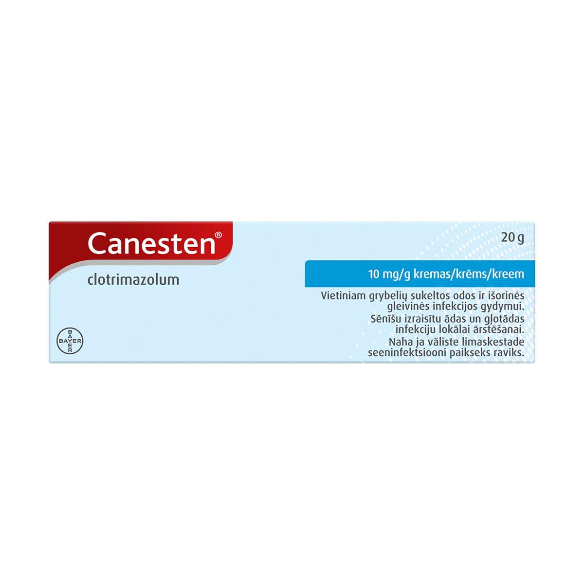 CANESTEN KRĒMS 10MG/G 20G - Produkta attēls 1