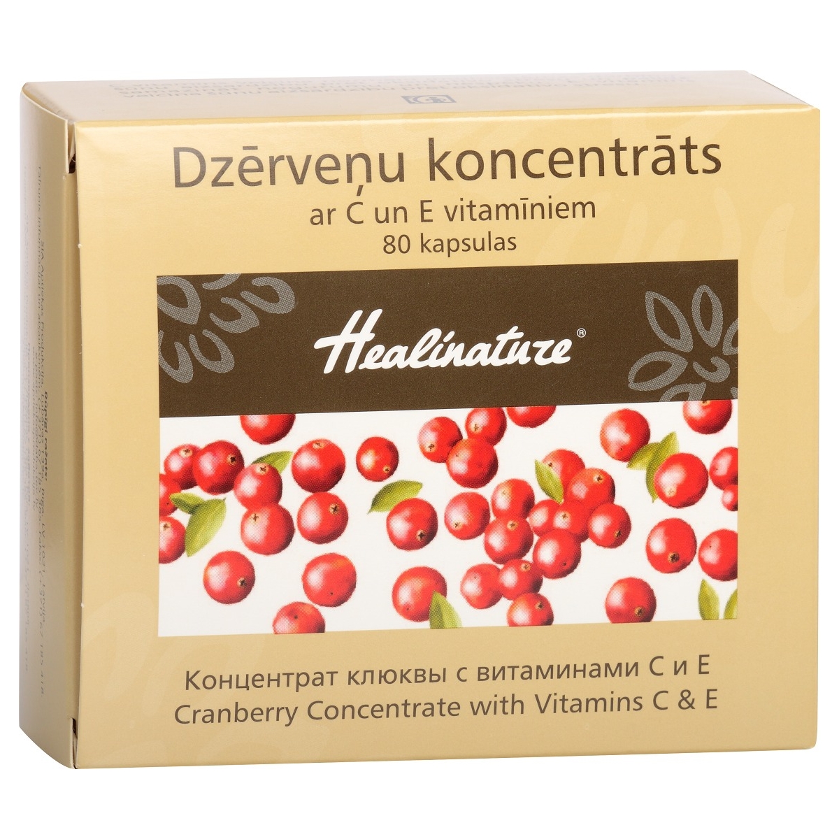 AP Healinature Dzērveņu koncentrāts ar C un E vitamīniem, kapsulas, 80gab - Produkta attēls