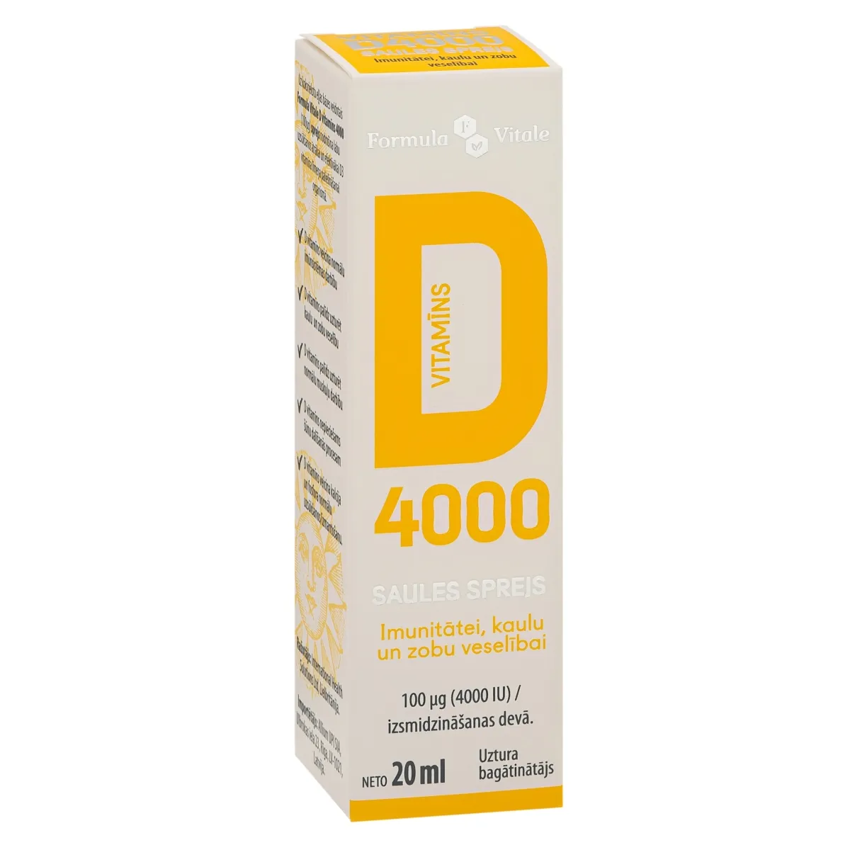 FORMULA VITALE D Vitamīns (4000 IU) sprejs, 20 ml. - Produkta attēls
