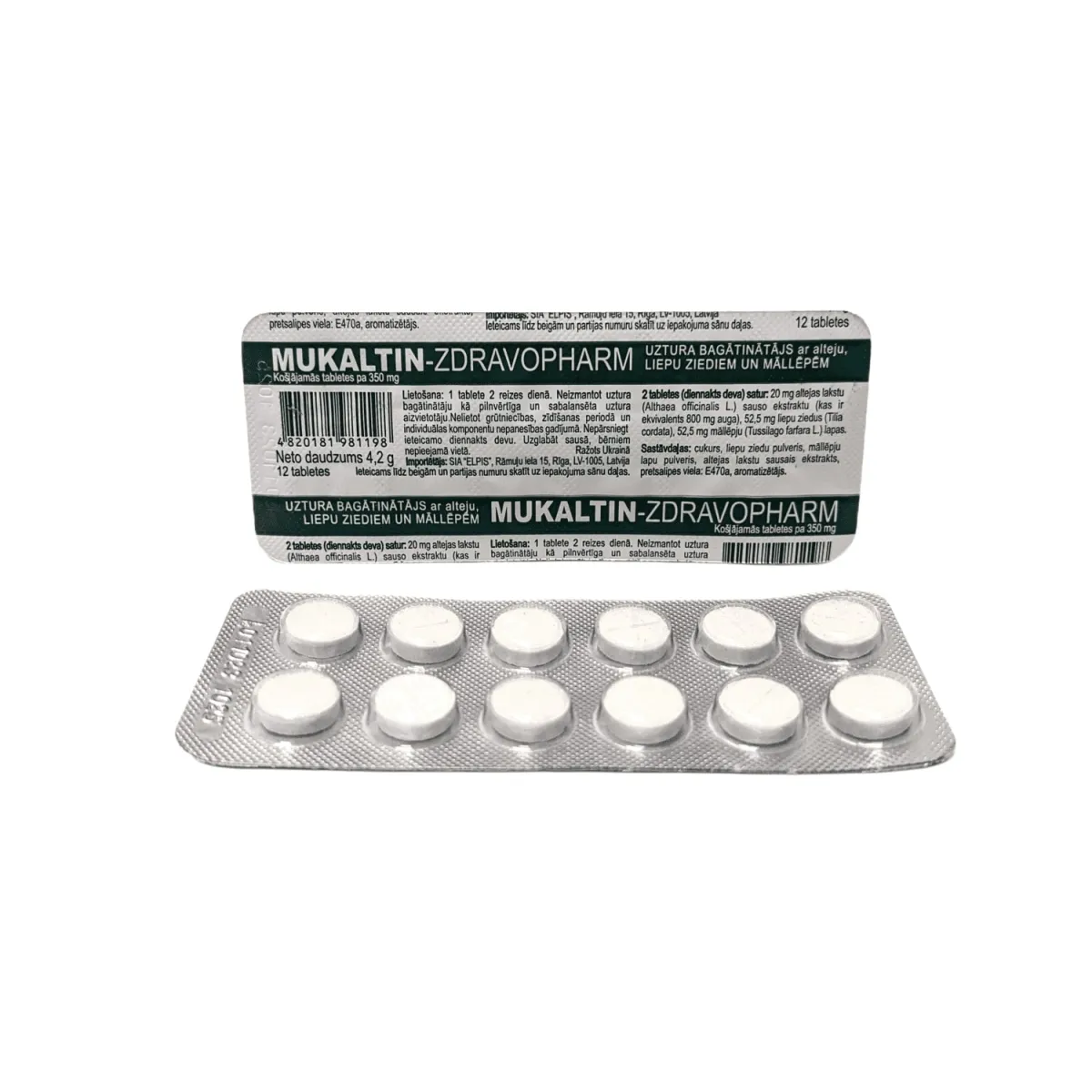 MUKALTIN-ZDRAVOPHARM tabletes, 12 gab. - Produkta attēls