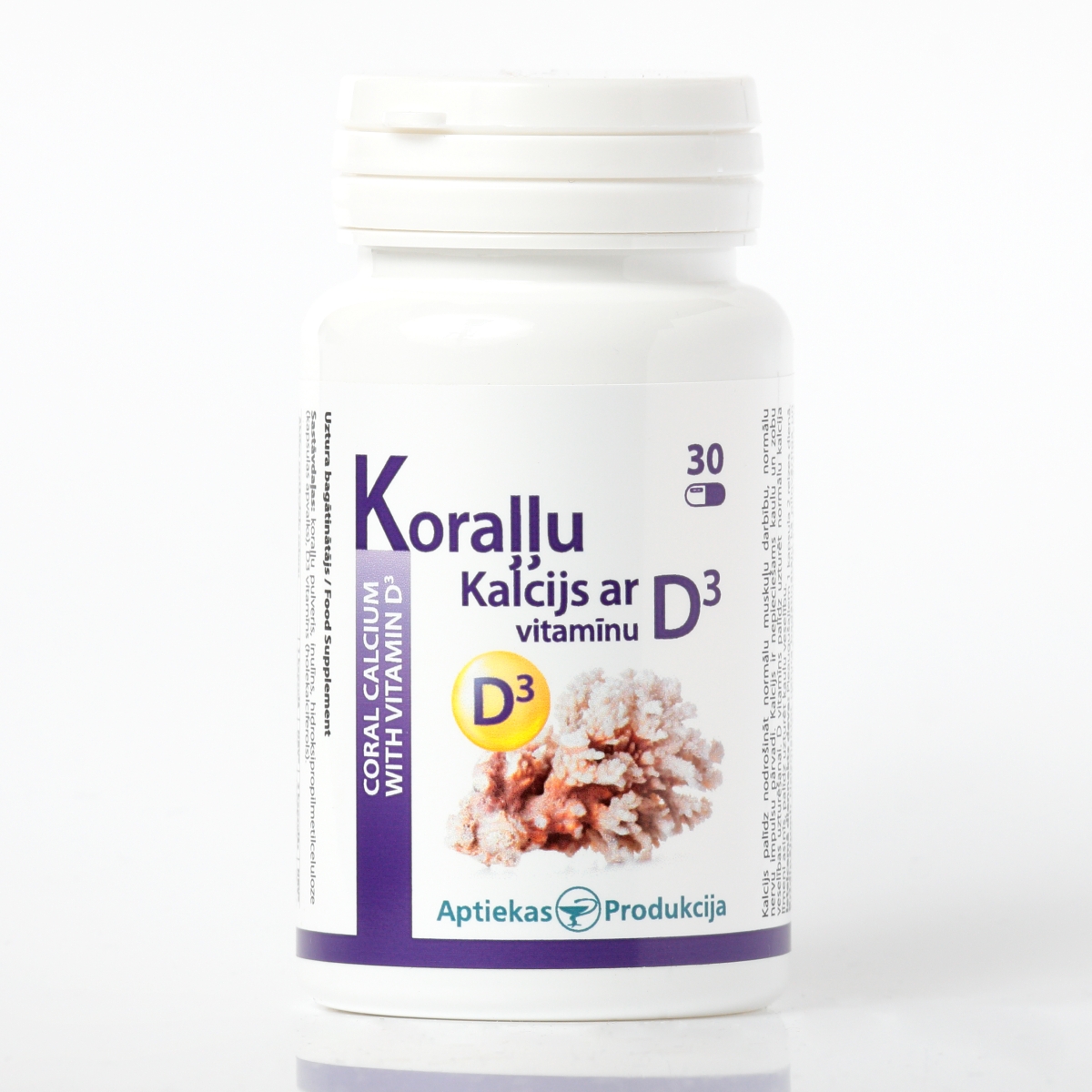 AP Koraļļu Kalcijs ar D3 vitamīnu, kapsulas, 30gab - Produkta attēls