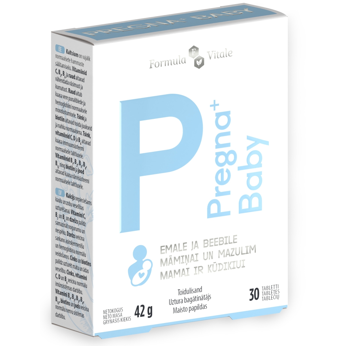 FORMULA VITALE Pregna+ Baby tabletes, 30 gab. - Produkta attēls