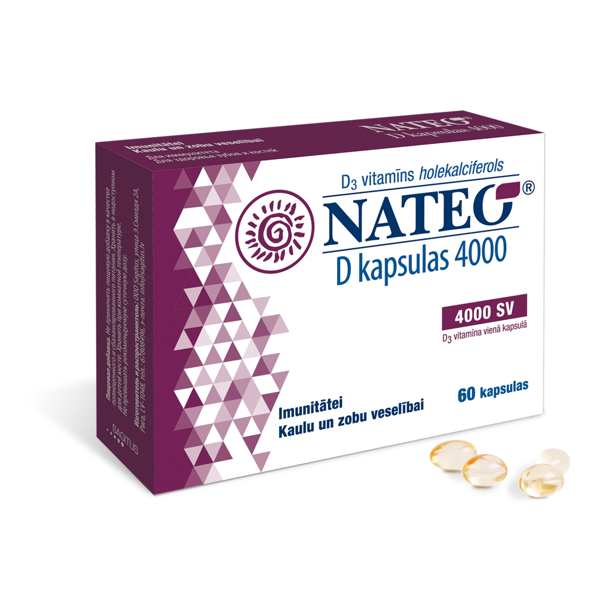 NATEO D 4000 kapsulas, 60 gab - Produkta attēls