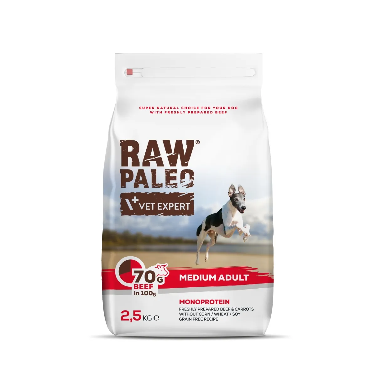 RAW PALEO SUŅU SAUSĀ B MEDIUM LIELLOPS 2.5KG - Produkta attēls