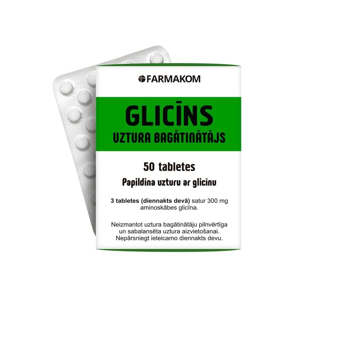 Glicīns 100 mg tabletes, 50 gab - Produkta attēls