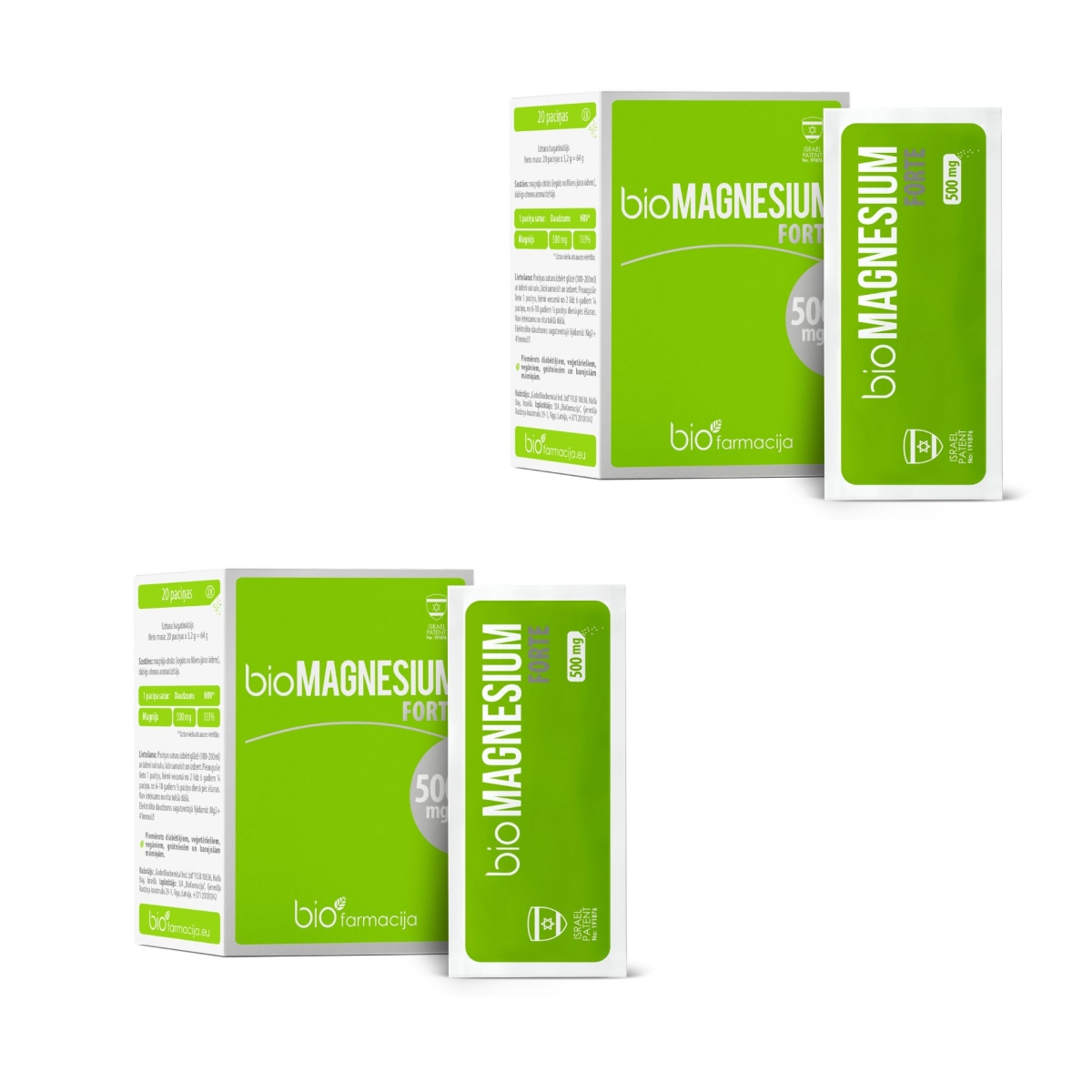 bioMAGNESIUM Forte 500 mg pulveris, 20 gab.(1+1) - Produkta attēls