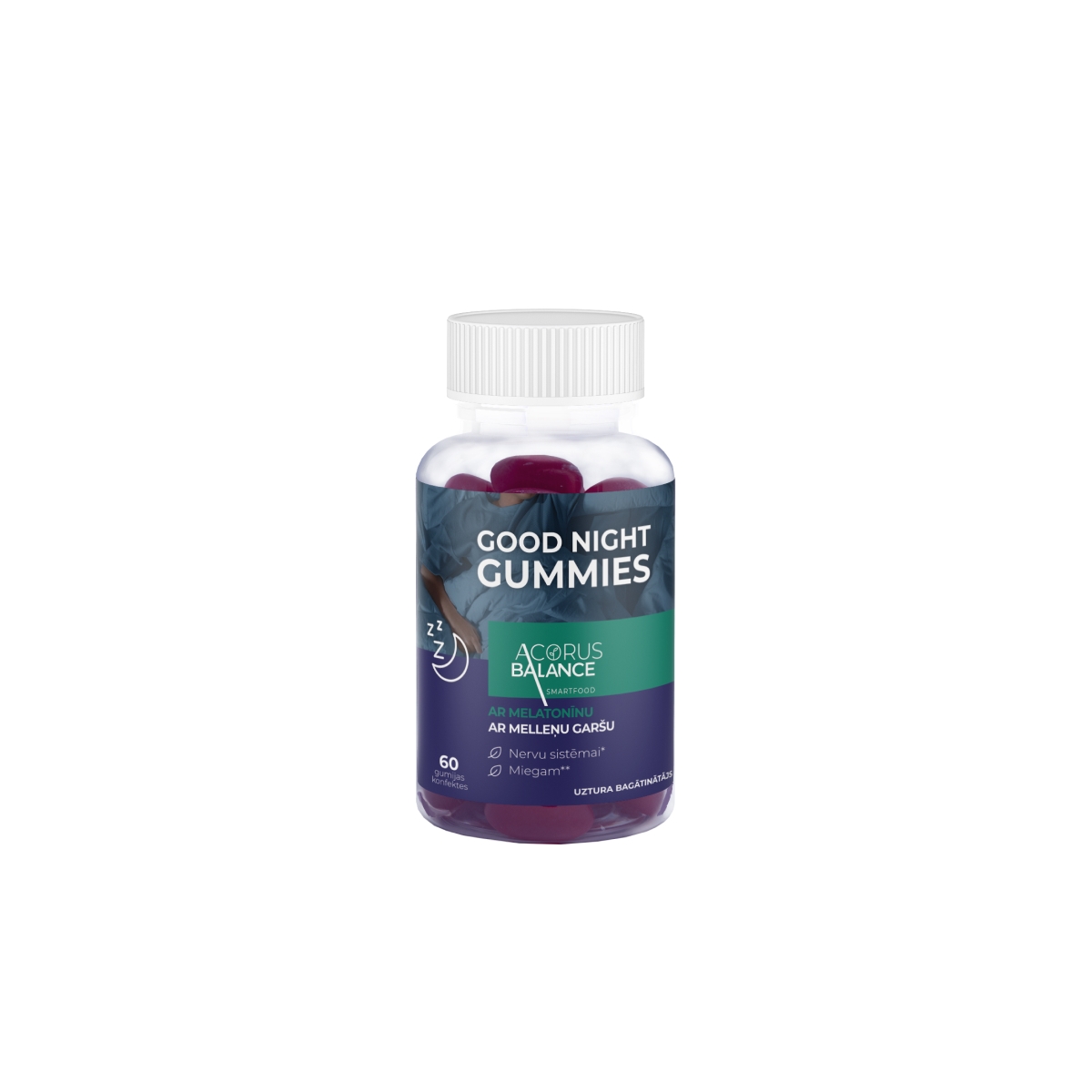 ACORUS BALANCE Good Night Gummies košļājamās konfektes, 60 gab - Produkta attēls