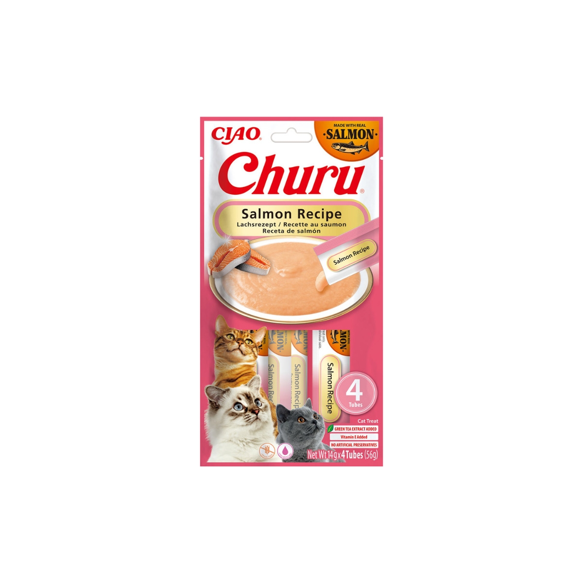 Churu biezenis kaķiem, lasis 56g (14gx4) N12 - Produkta attēls